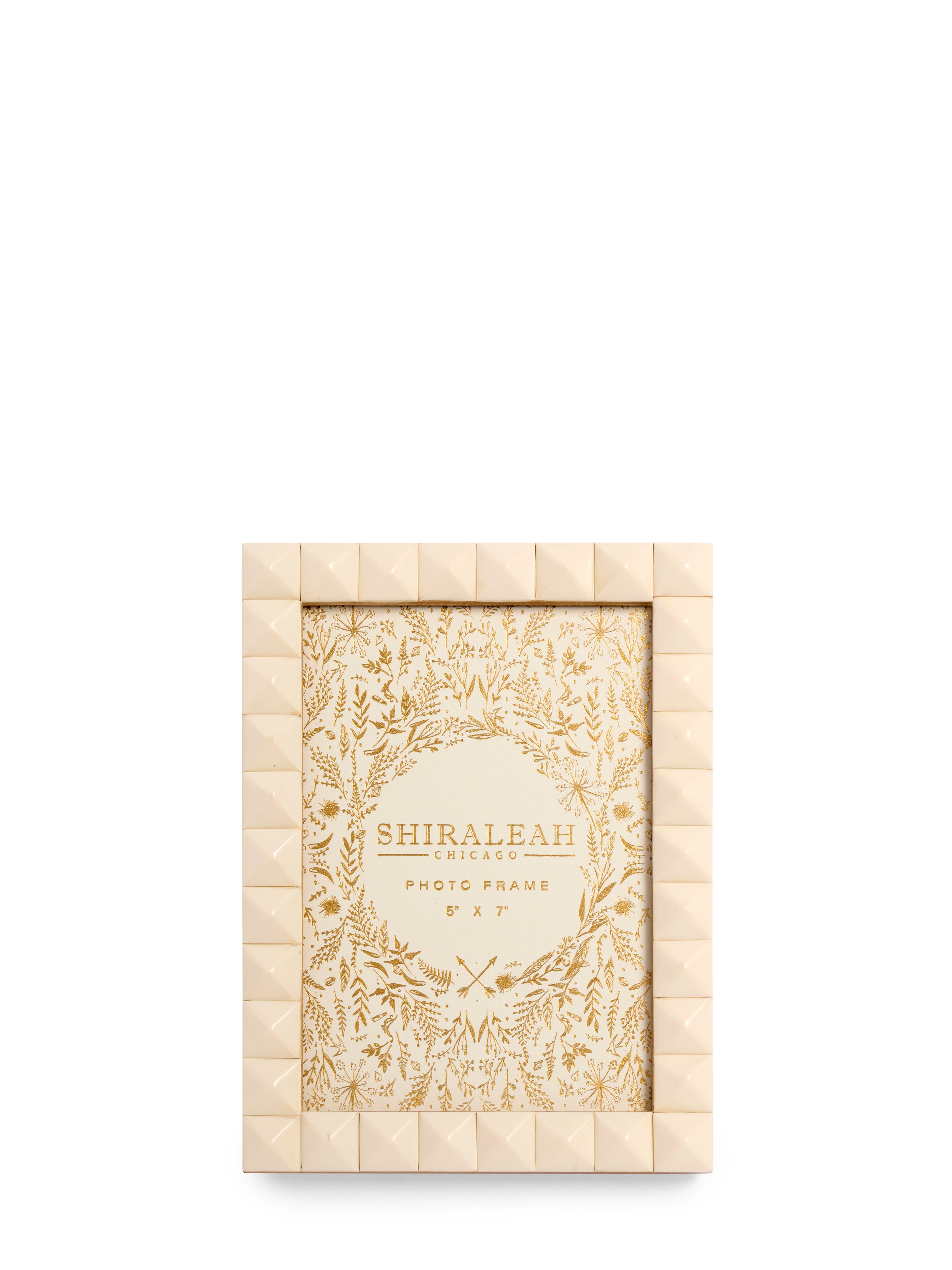Shiraleah Roma 5" X 7" Pyramid Stud Picture Frame, Ivory