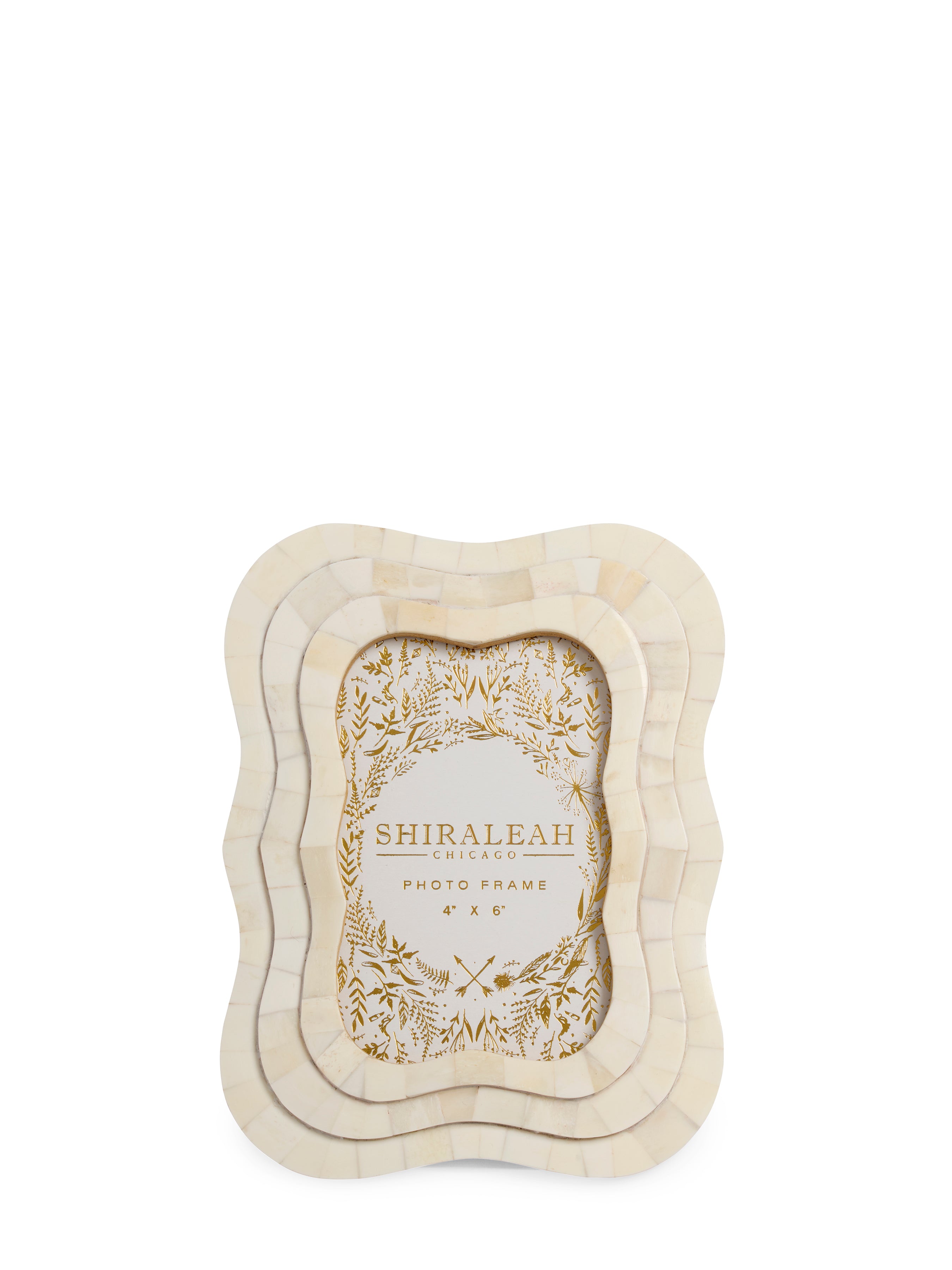 Shiraleah Roma 4" X 6" Triple Wavy Picture Frame, Ivory