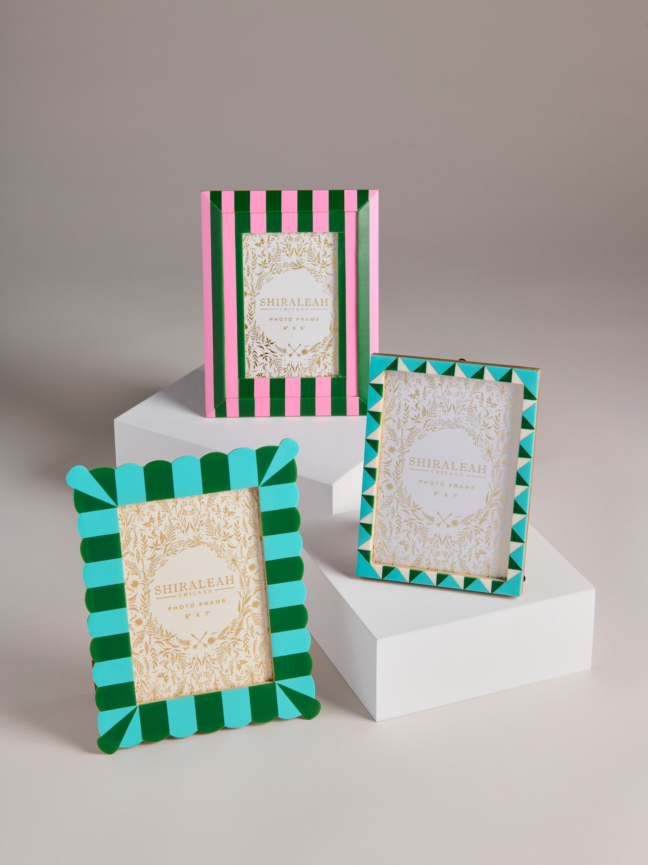 Shiraleah Viva 5" x 7" Triangle Pattern Picture Frame, Turquoise