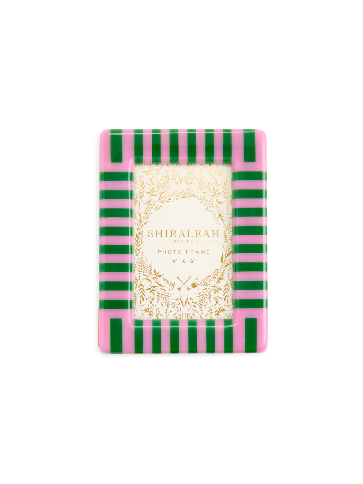 Shiraleah Poppy 4" x 6" Striped Inlay Picture Frame, Green