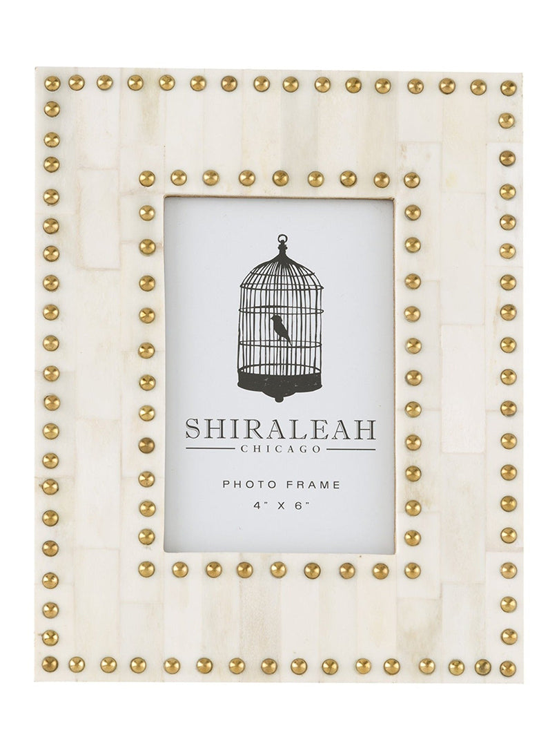 Shiraleah 4"x 6" Studded Picture Frame, Ivory