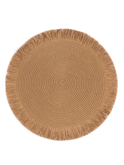 Shiraleah Set Of 4 Fringed Placemats, Toast