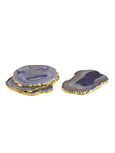 Shiraleah Set Of 4 Agate Coasters, Purple