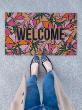 Shiraleah "Welcome" Floral Doormat, Multi