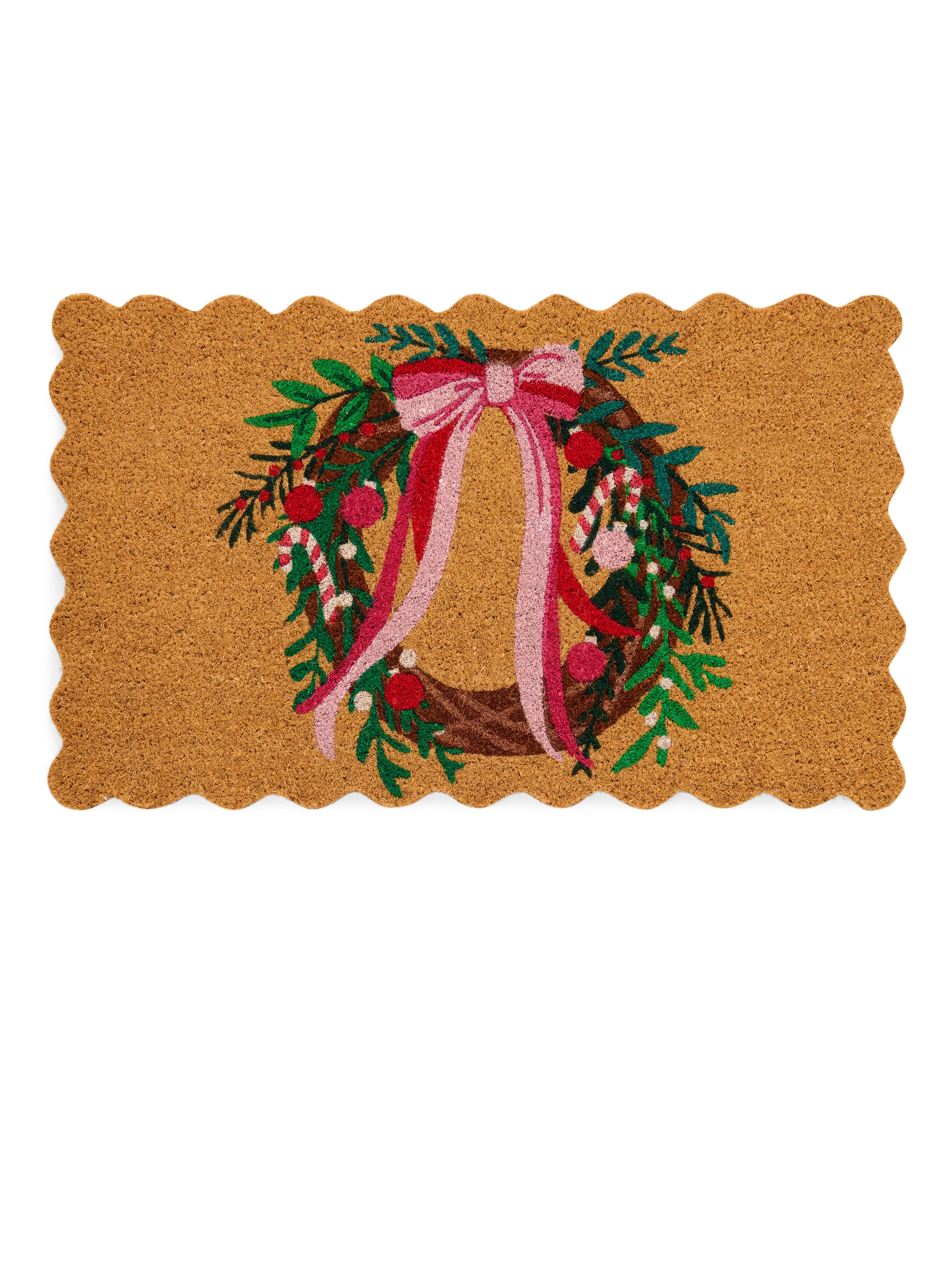Shiraleah Wreath Scalloped Doormat, Natural