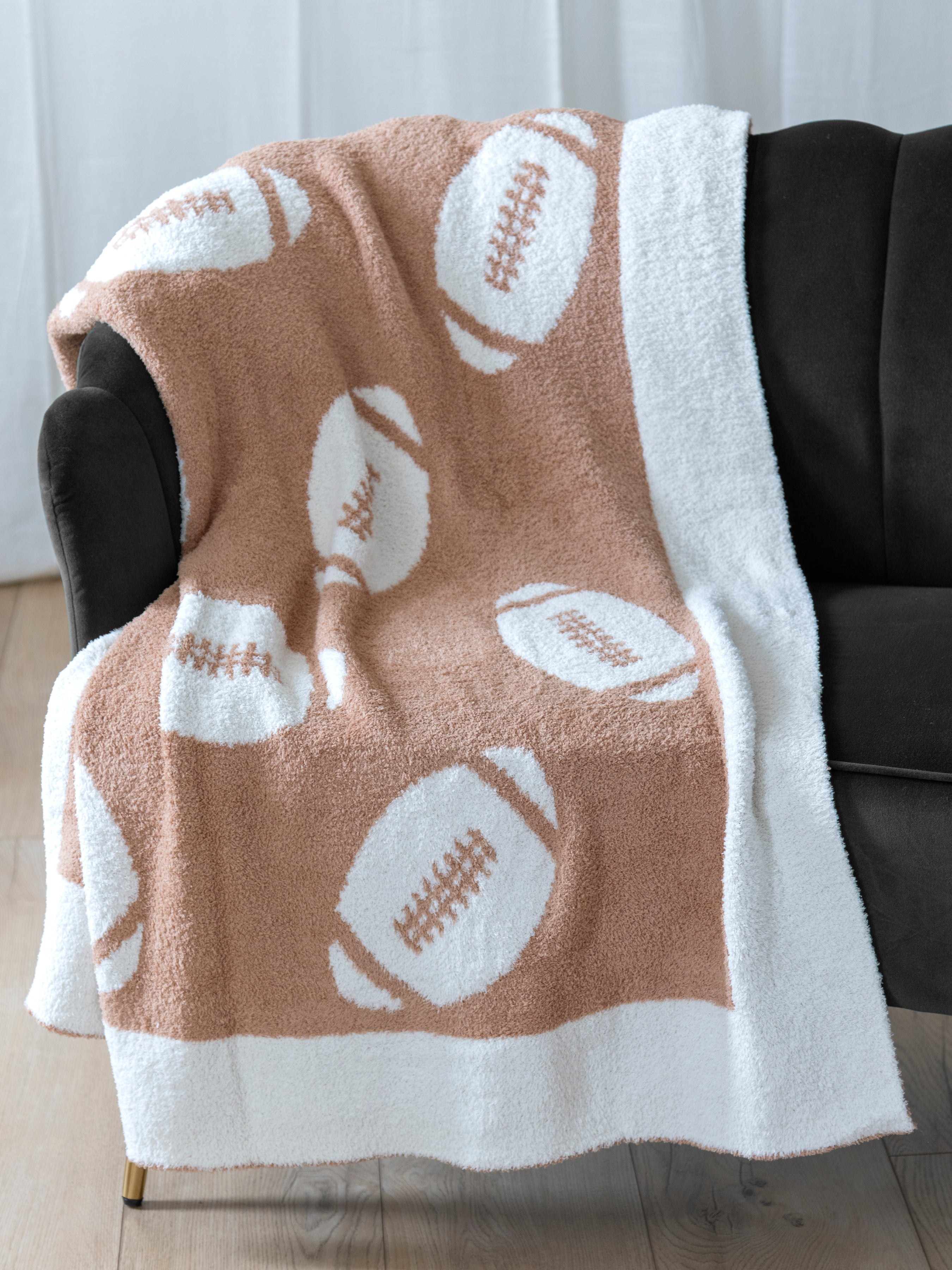 Shiraleah Game Day Reversible Throw, Tan - FINAL SALE ONLY