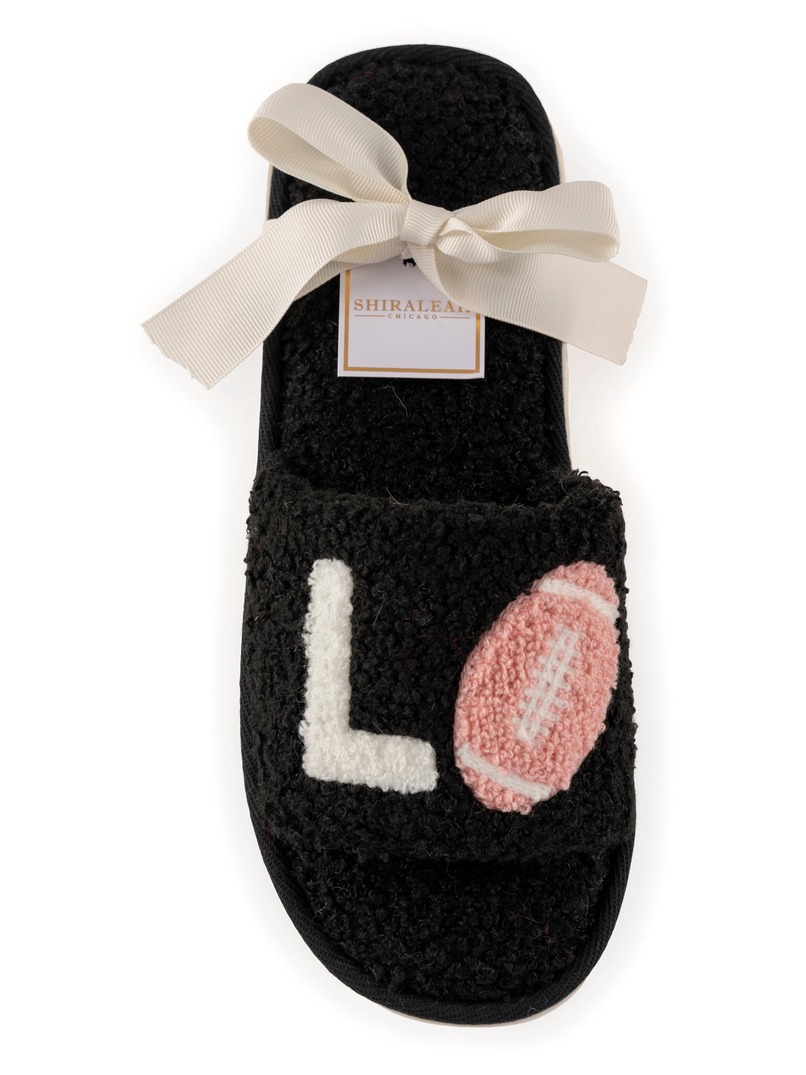 Shiraleah "Love" Game Day Slippers, Black BLACK / S/M