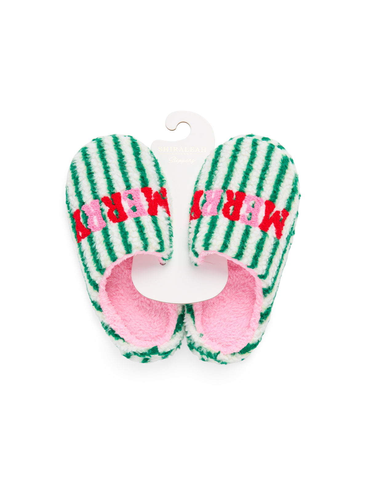 Shiraleah "Merry" Striped Slippers GREEN / S/M