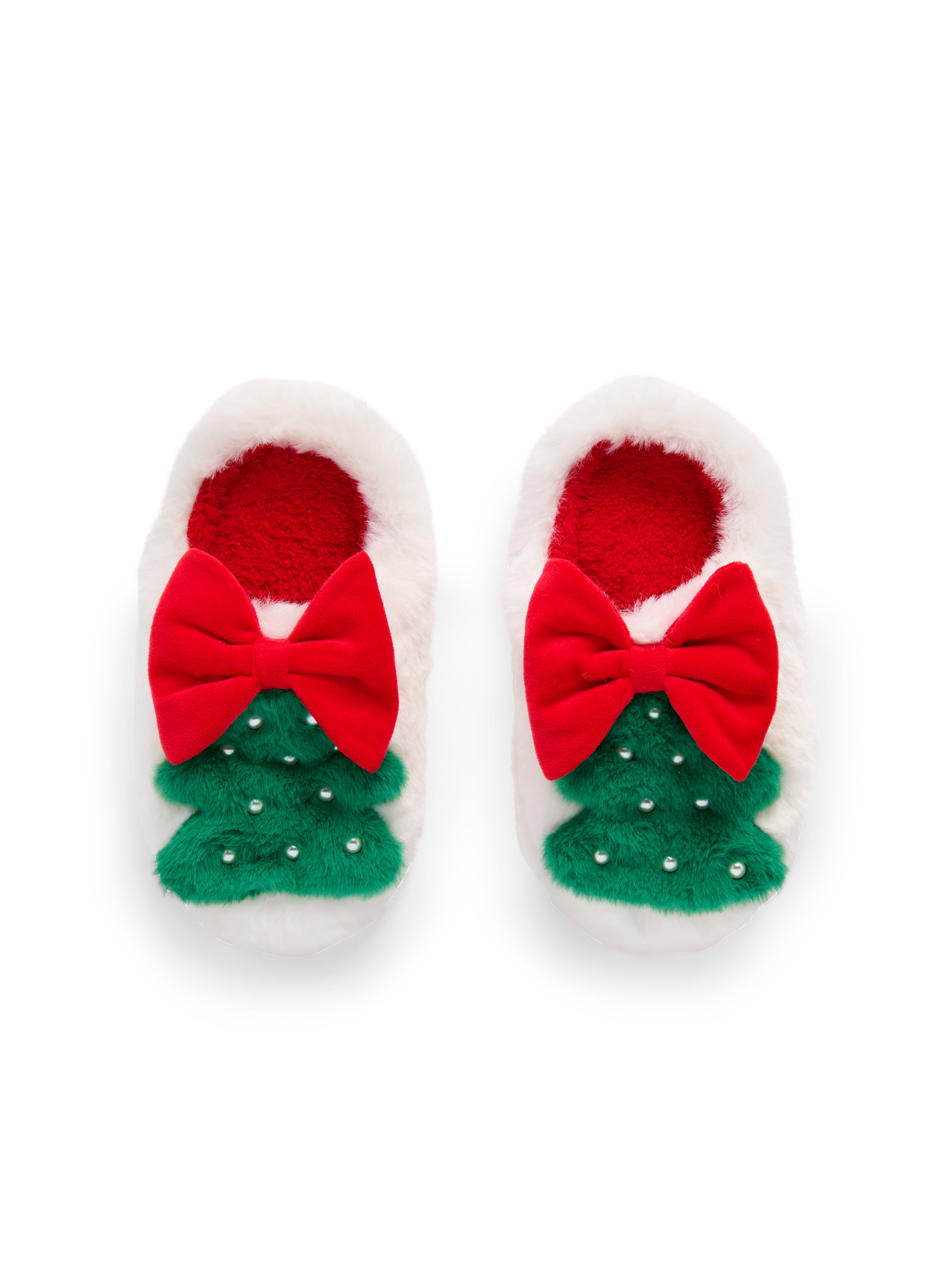 Shiraleah Christmas Tree Slippers WHITE / S/M