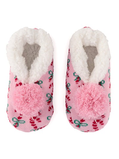 Shiraleah Arya Candy Cane Slippers, Pink