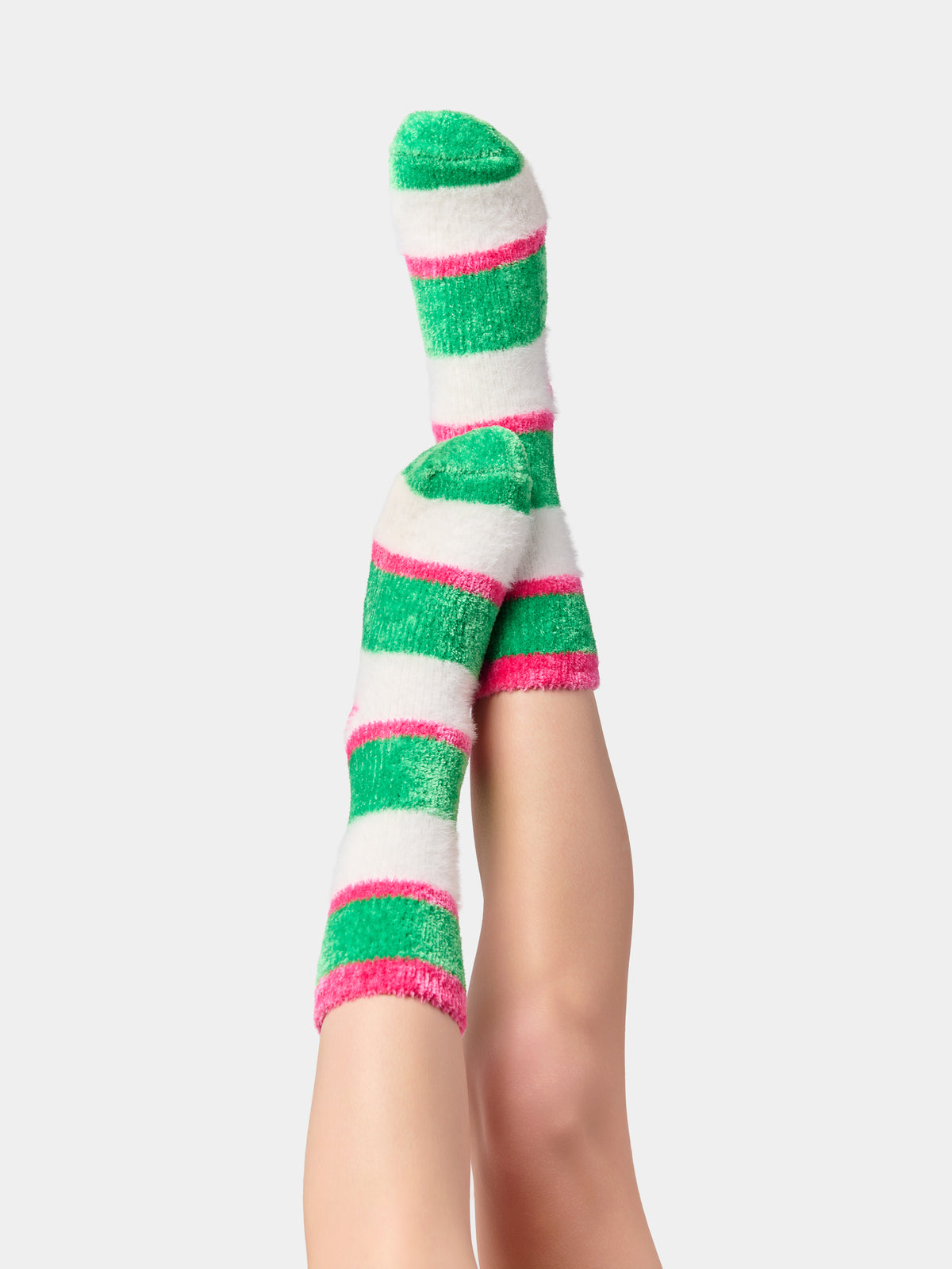 Shiraleah Fuzzy Stripe Socks GREEN / OS