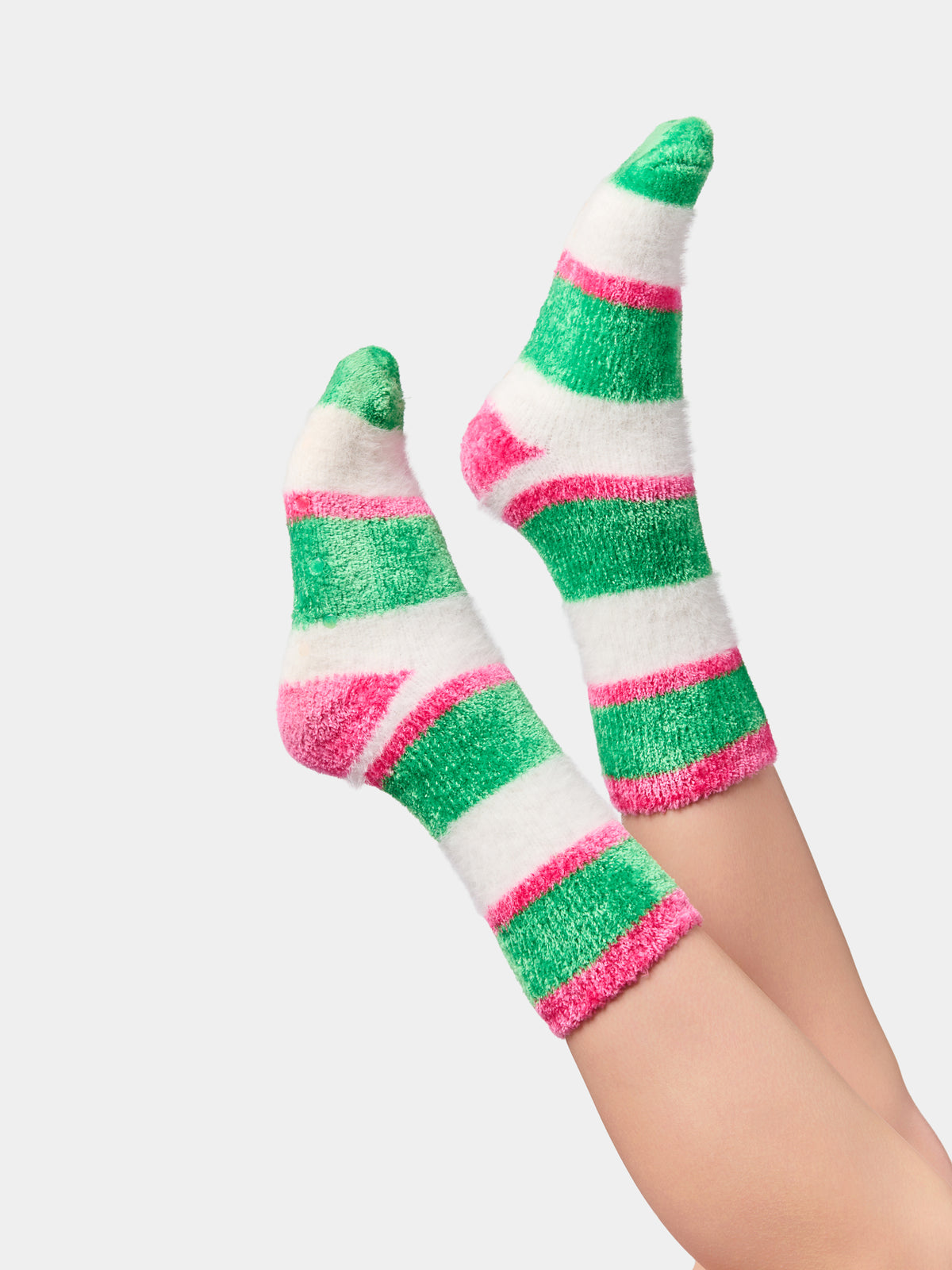 Shiraleah Fuzzy Stripe Socks GREEN / OS