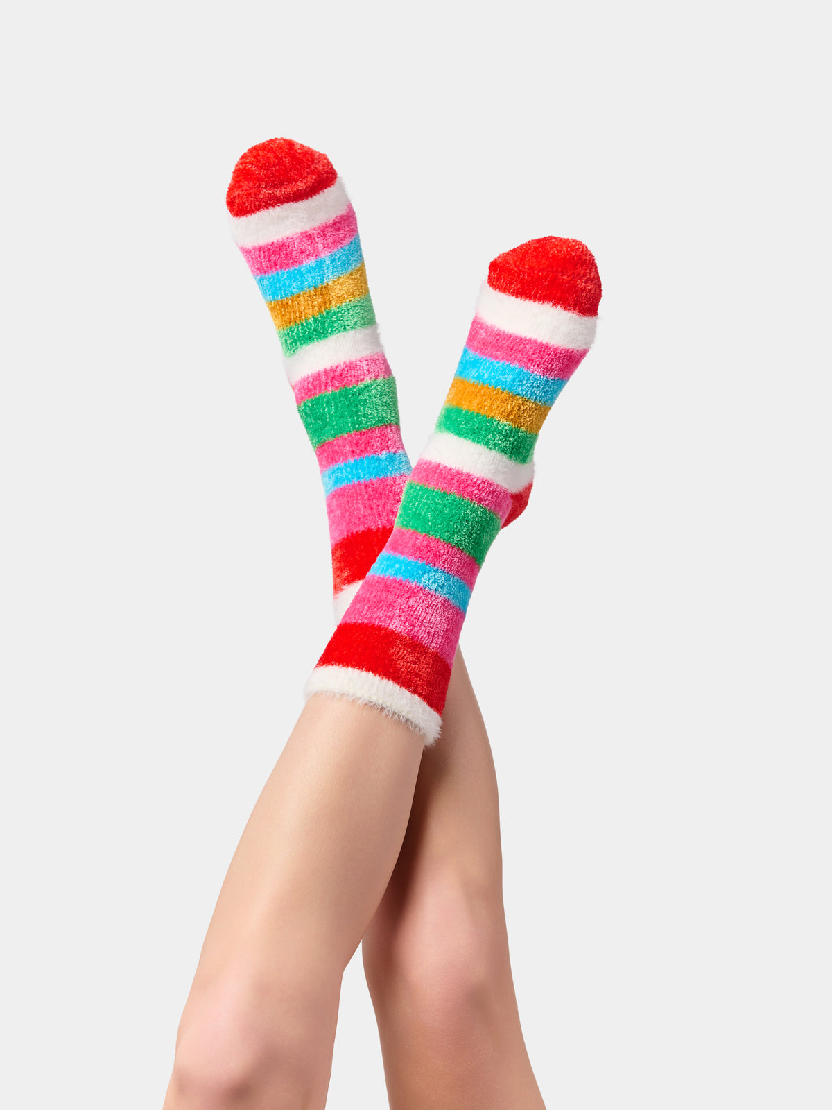 Shiraleah Fuzzy Stripe Socks MULTI / OS