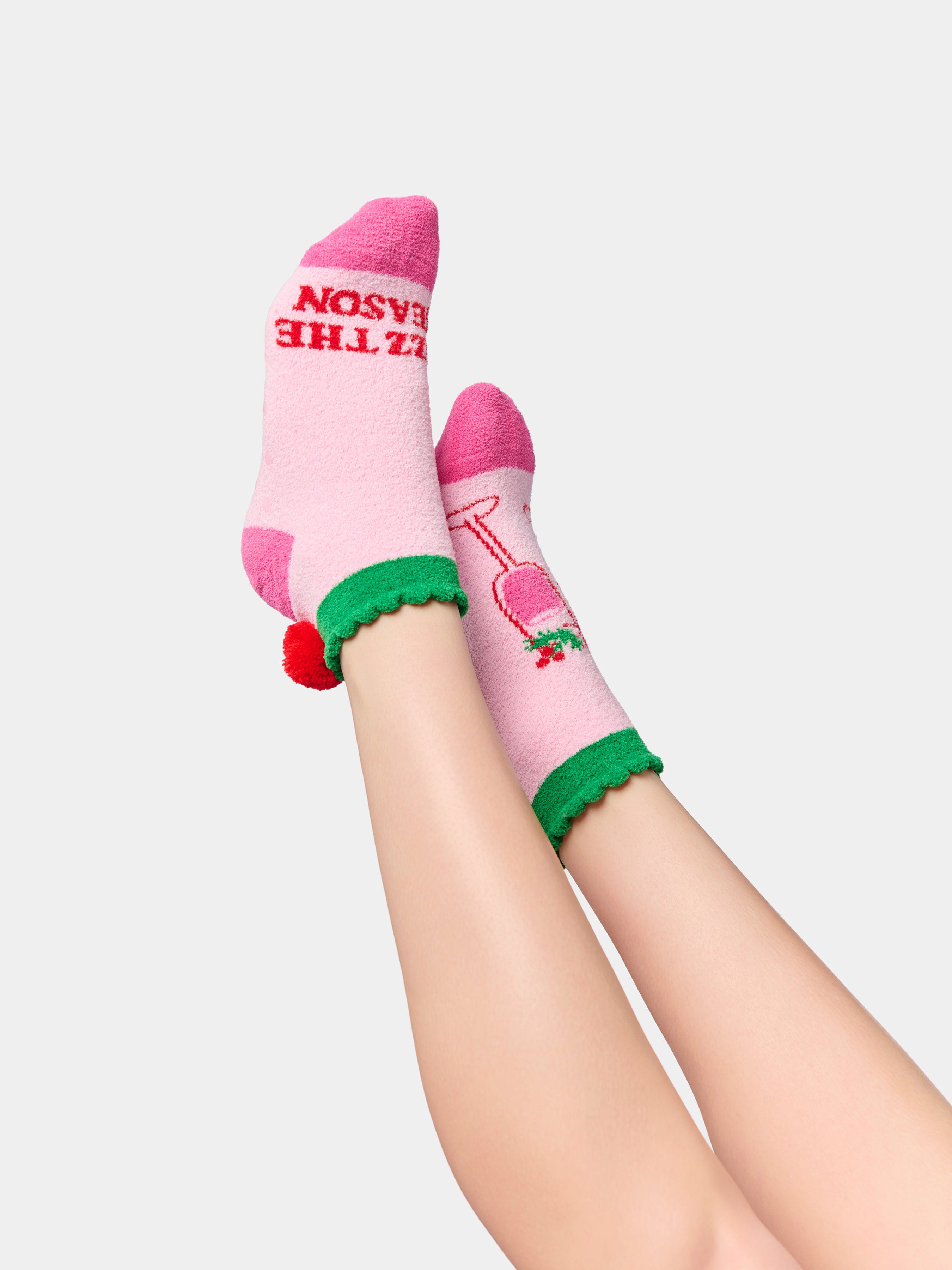 Shiraleah "Fizz The Season" Home Socks, Pink