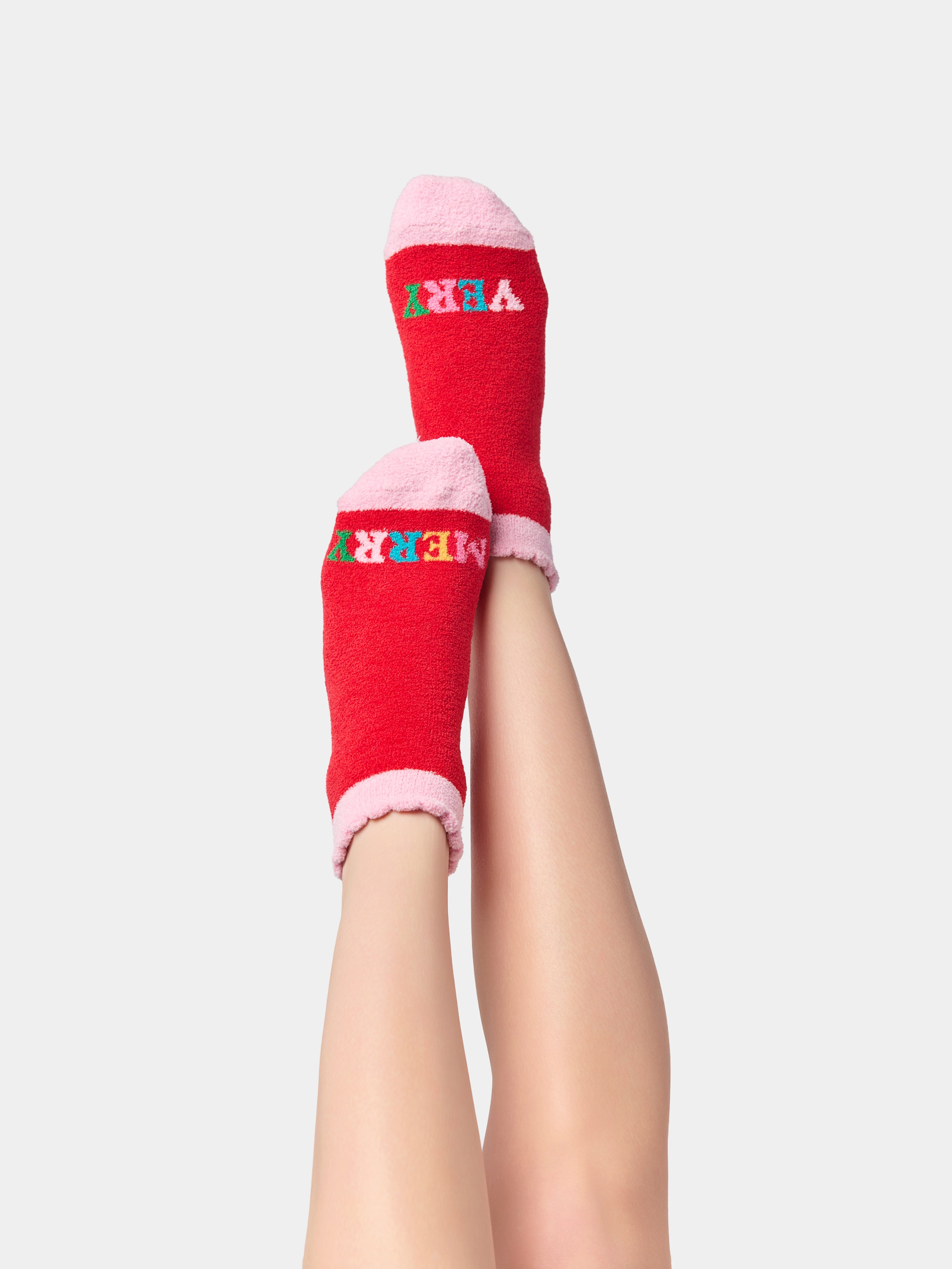 Shiraleah "Very Merry" Home Socks, Red