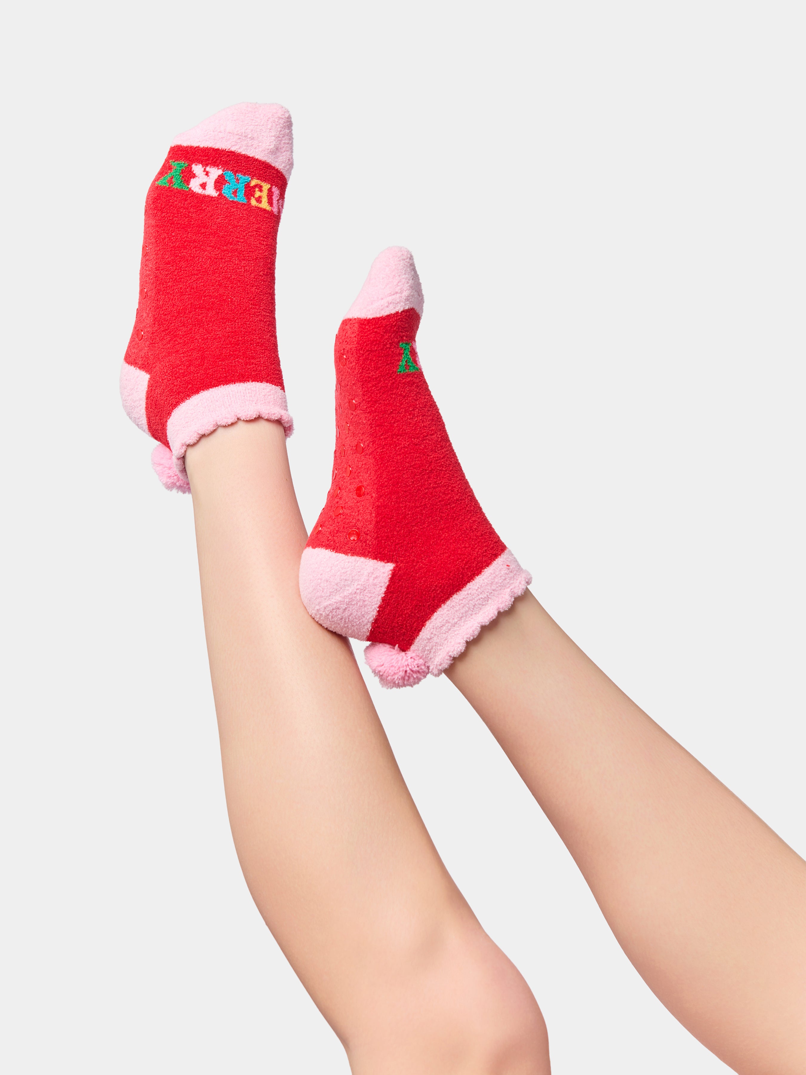 Shiraleah "Very Merry" Home Socks, Red
