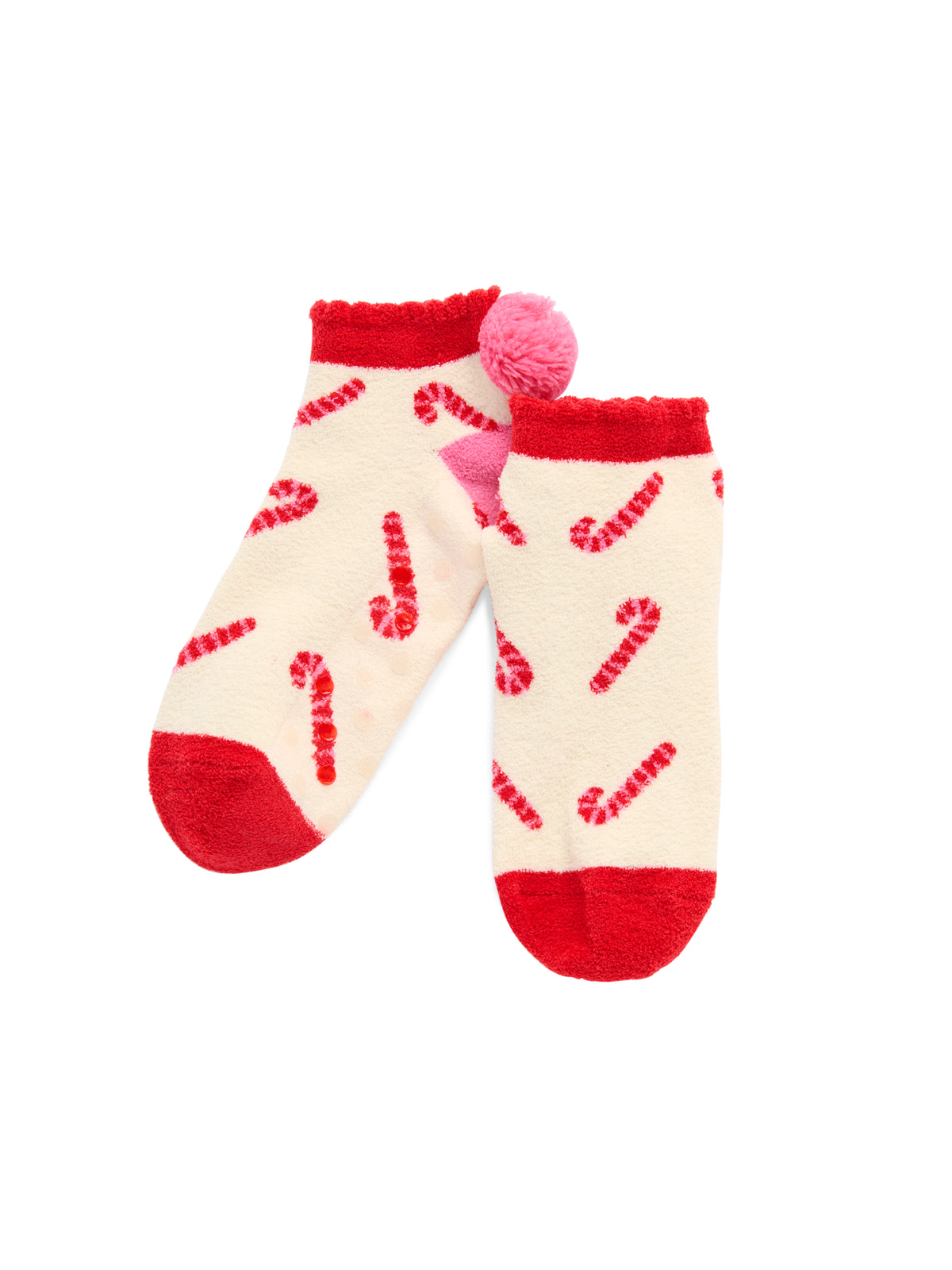 Shiraleah Candy Cane Home Socks, Ivory