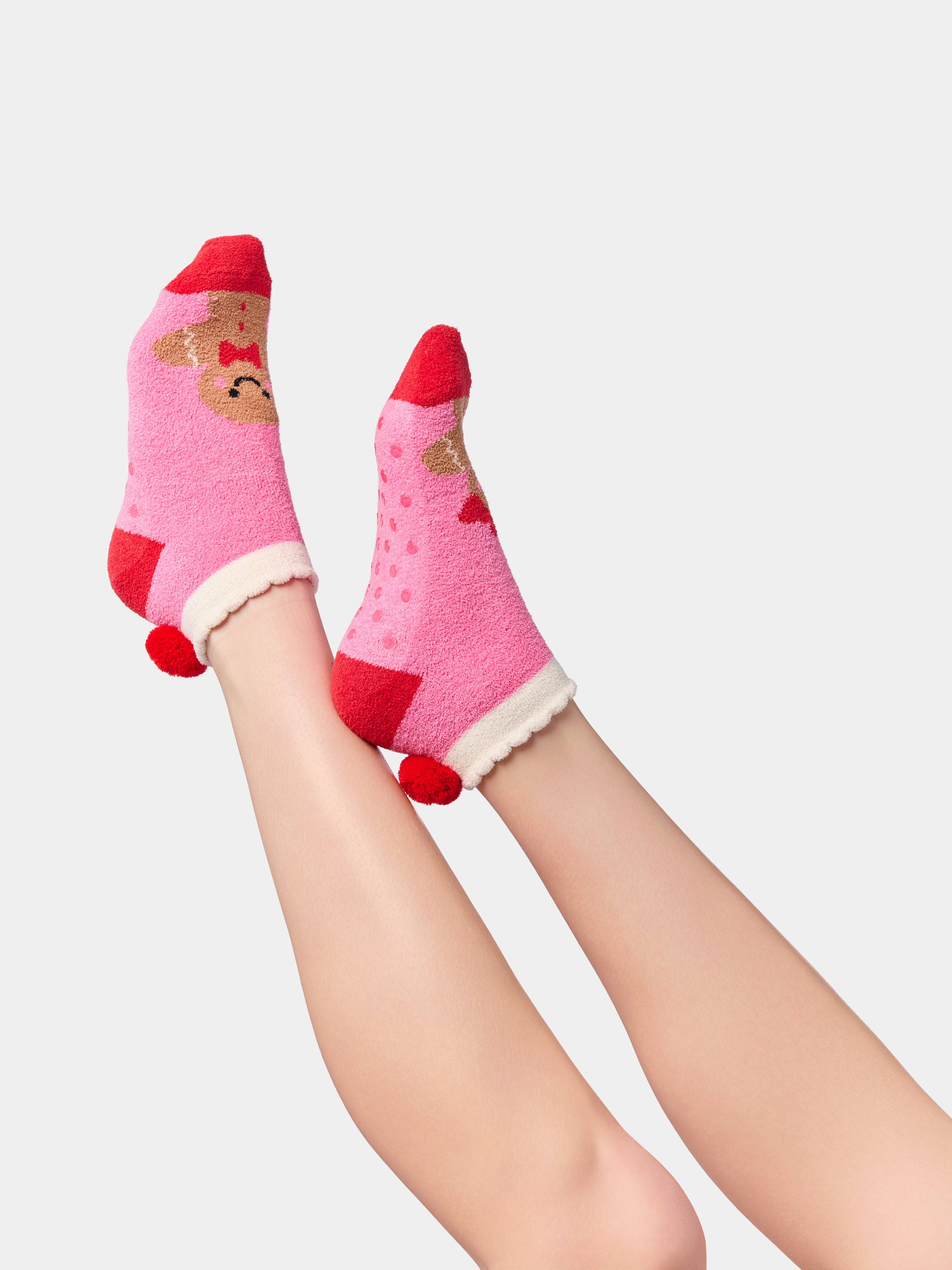 Shiraleah Gingerbread Home Socks, Pink