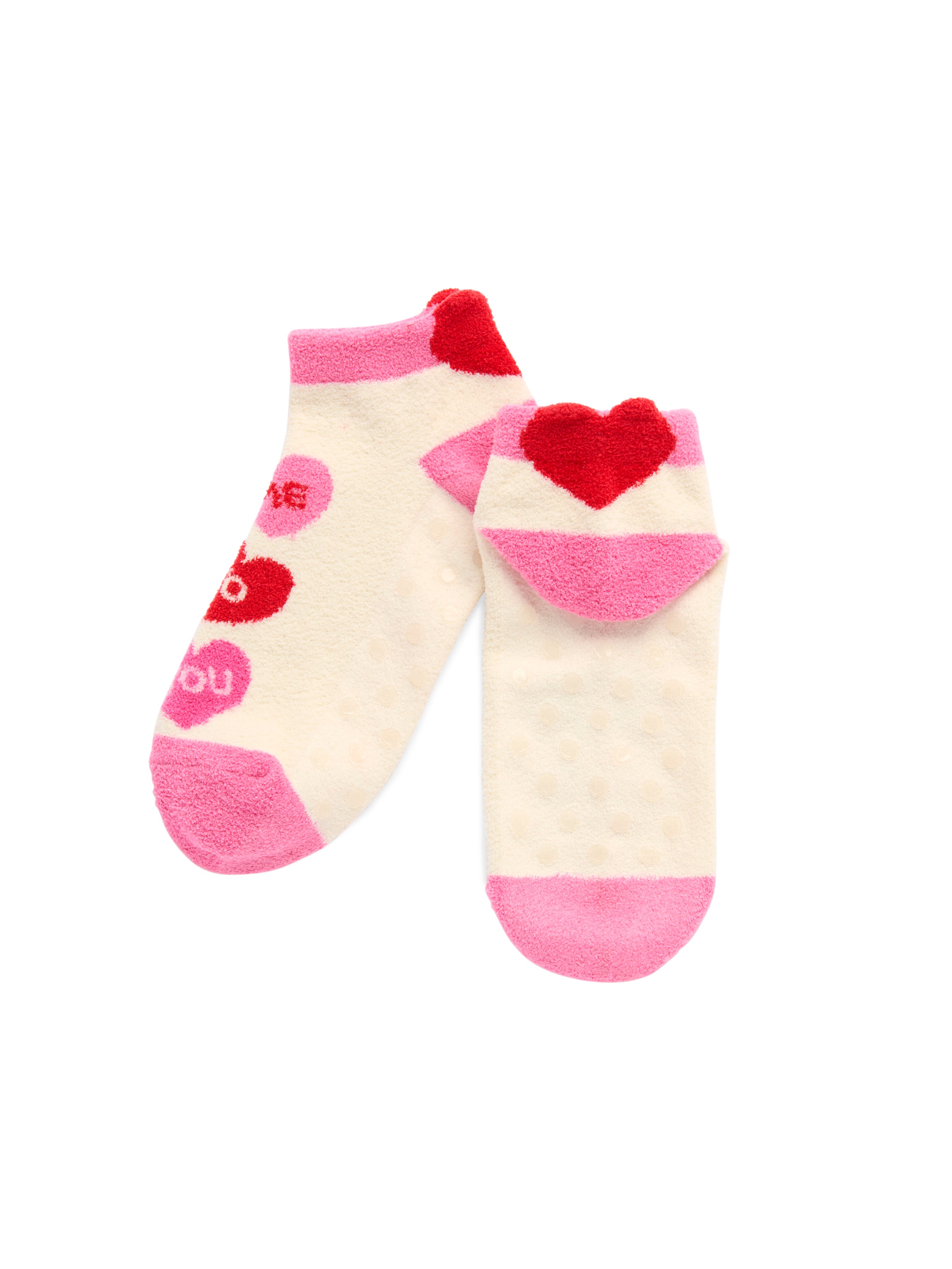 Shiraleah Candy Hearts Home Socks, Ivory