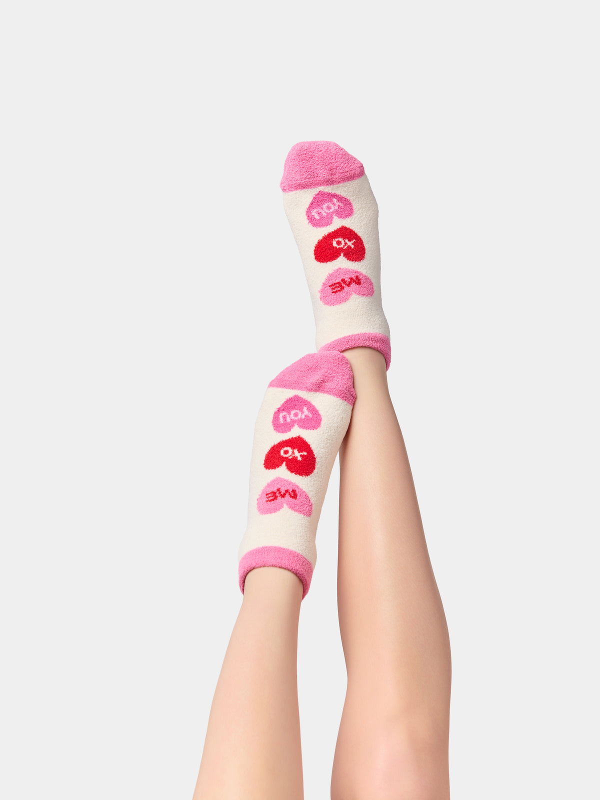 Shiraleah Candy Hearts Home Socks, Ivory