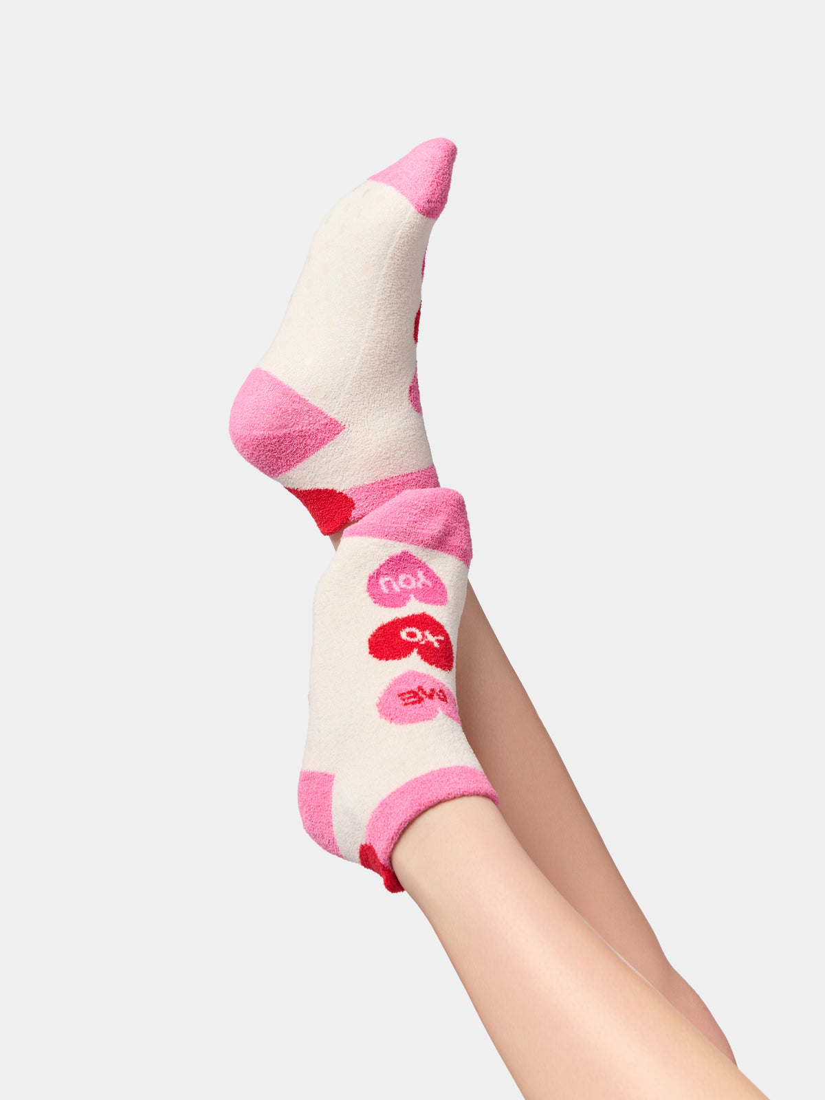 Shiraleah Candy Hearts Home Socks, Ivory