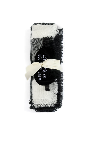 Shiraleah "Wake Me Up For The Booze Cart" Blanket Scarf And Eye Mask Set, Black - FINAL SALE ONLY