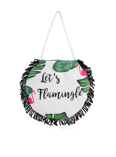 Shiraleah "Let's Flamingle" Round Beach Towel With Bag, Multi - FINAL SALE ONLY