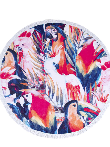 Shiraleah Isla Parrot Round Beach Blanket, Multi - FINAL SALE ONLY