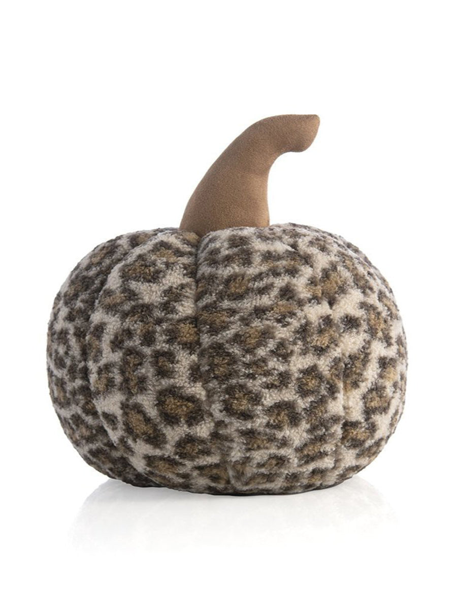 Shiraleah Large Leopard Print Sherpa Pumpkin Pillow, Brown - FINAL SALE ONLY