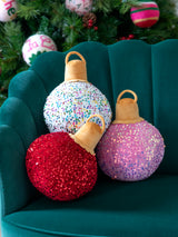 Shiraleah Merry Bauble Sequin Small Pillow, Ruby