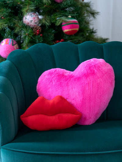 Shiraleah Lips Pillow, Red