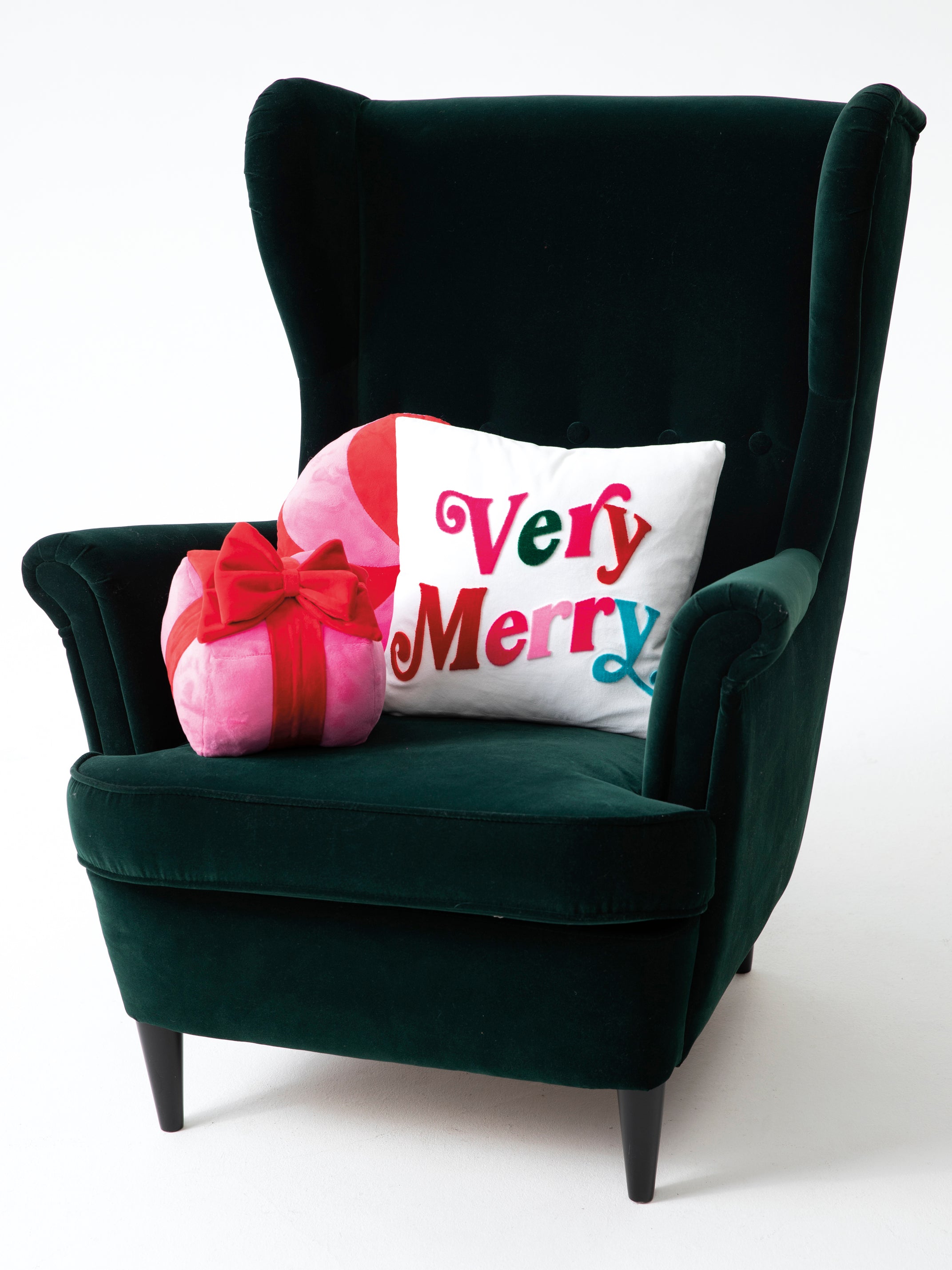 Shiraleah "Very Merry" Velvet Pillow, Ivory - FINAL SALE ONLY