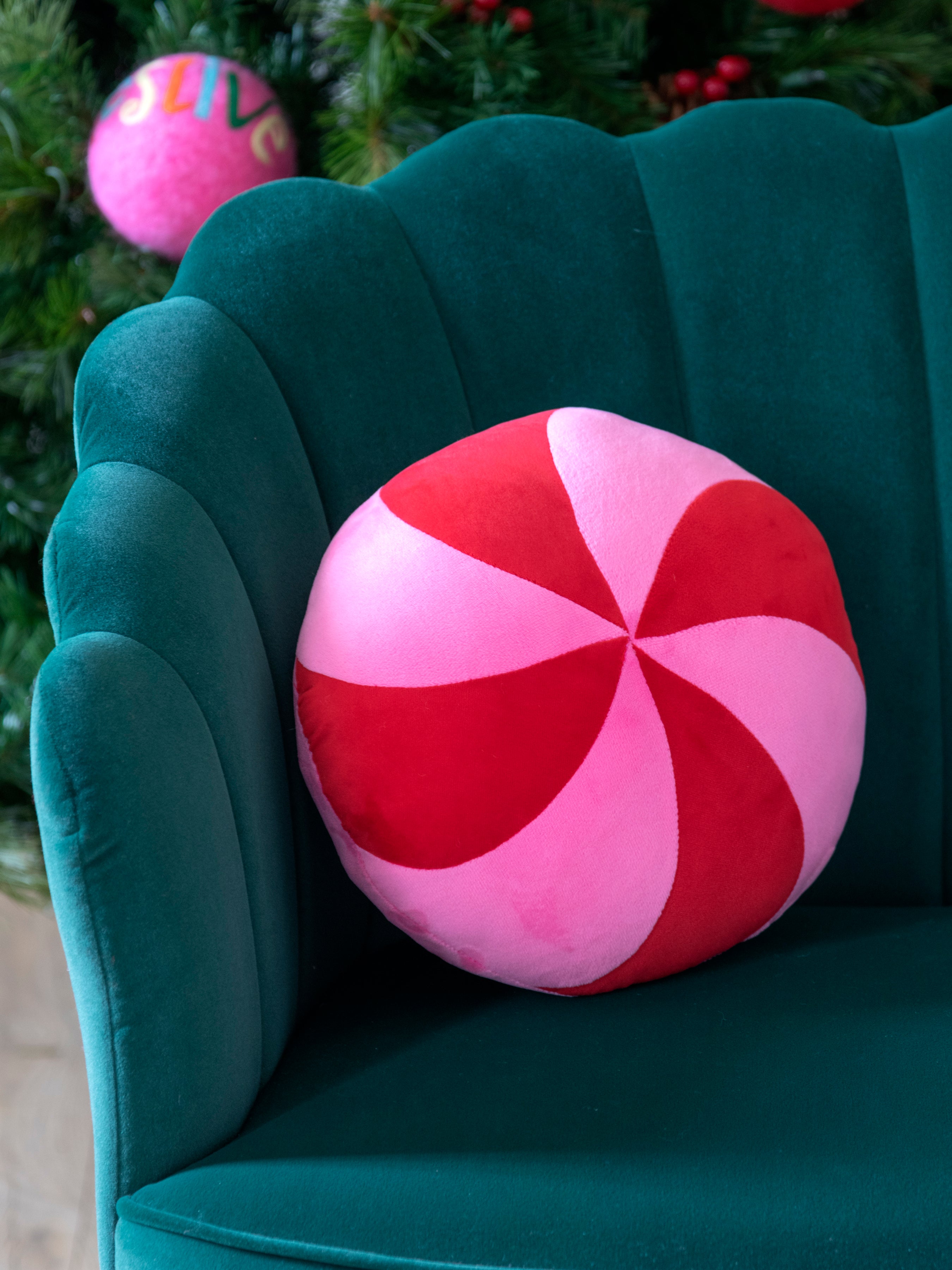 Shiraleah Peppermint Candy Pillow, Pink - FINAL SALE ONLY