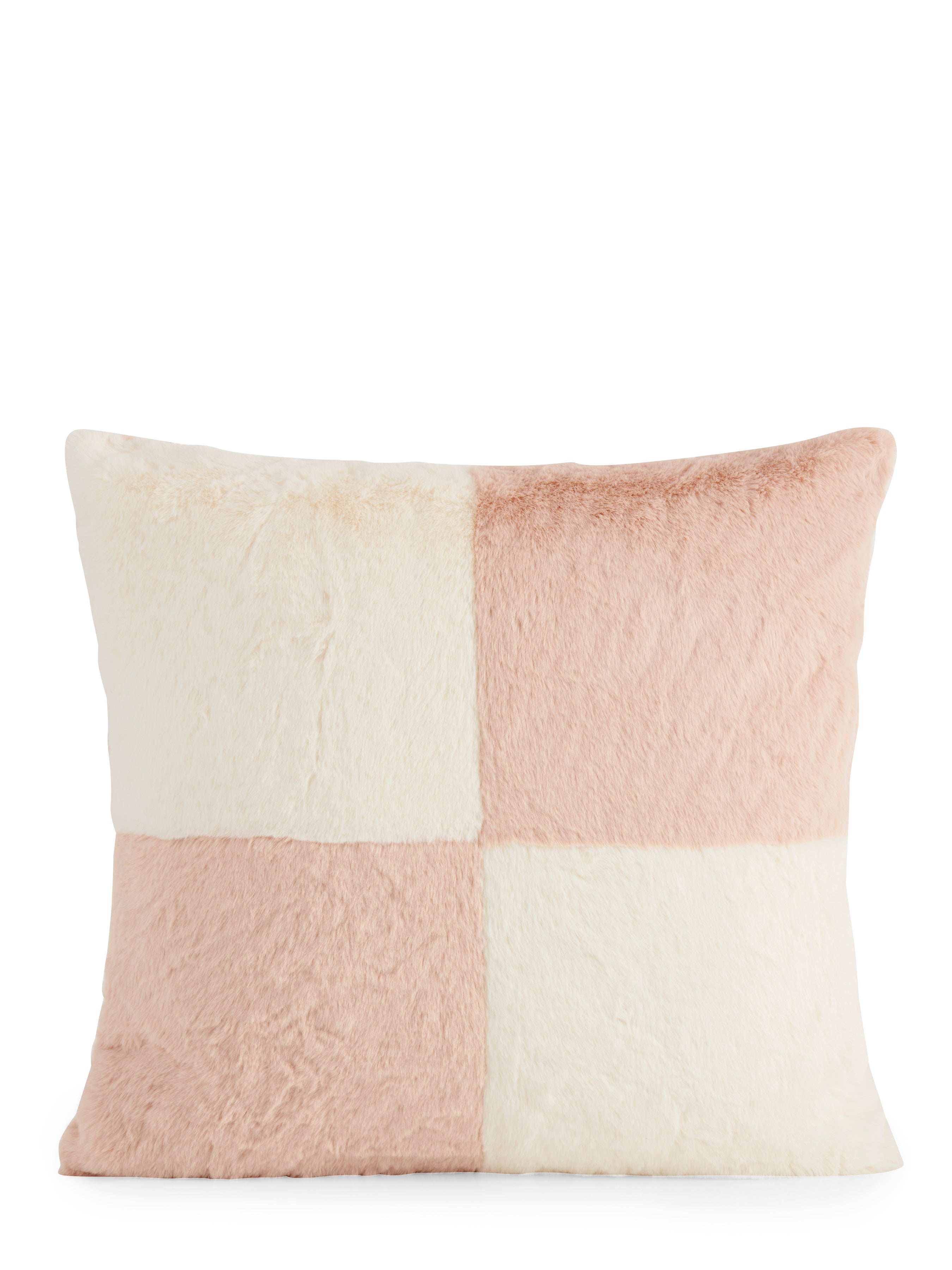Shiraleah Check Faux Fur Pillow CREAM