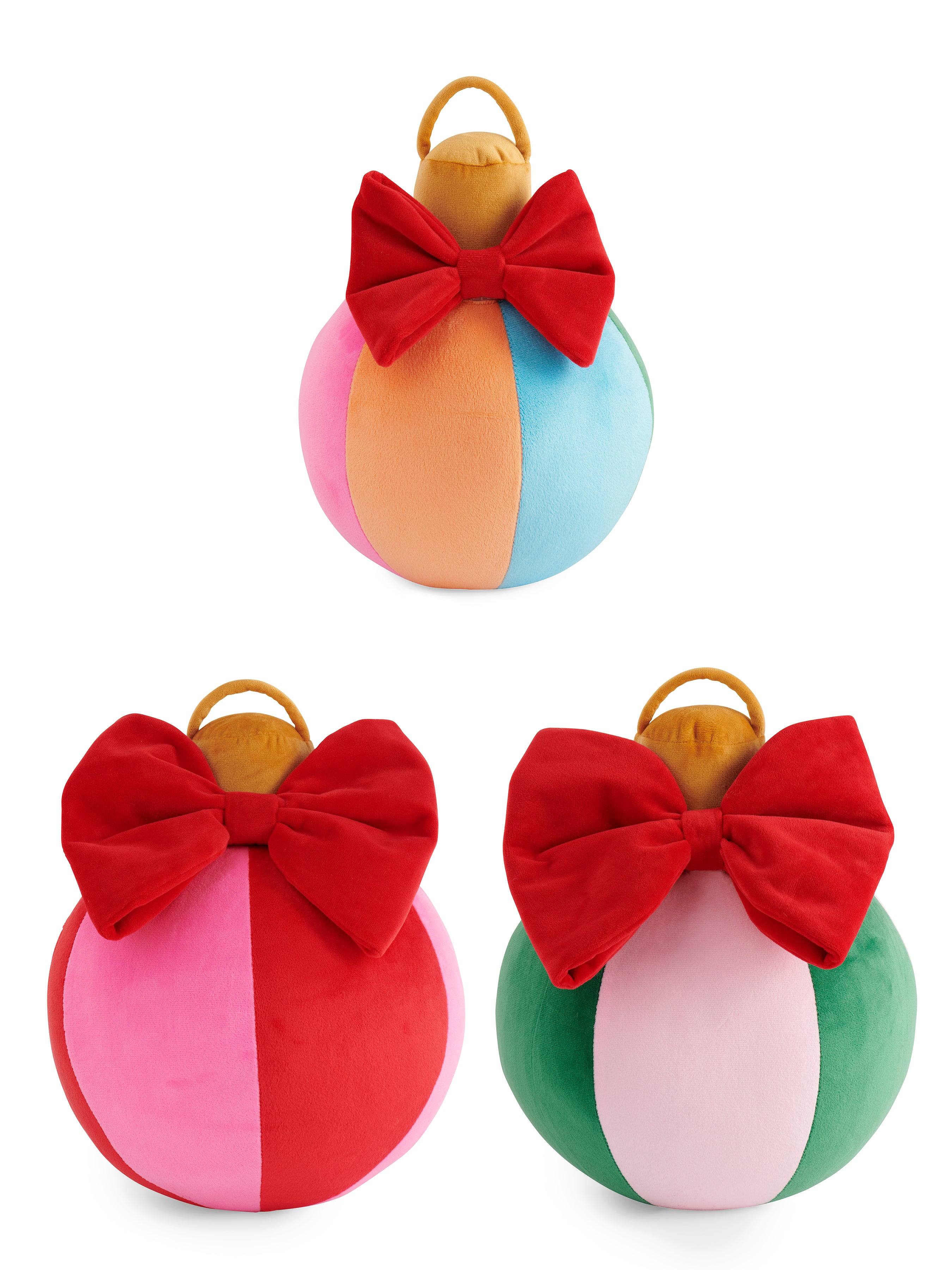 Shiraleah Assorted Set of 3 Festive Bauble Pillows, Multi