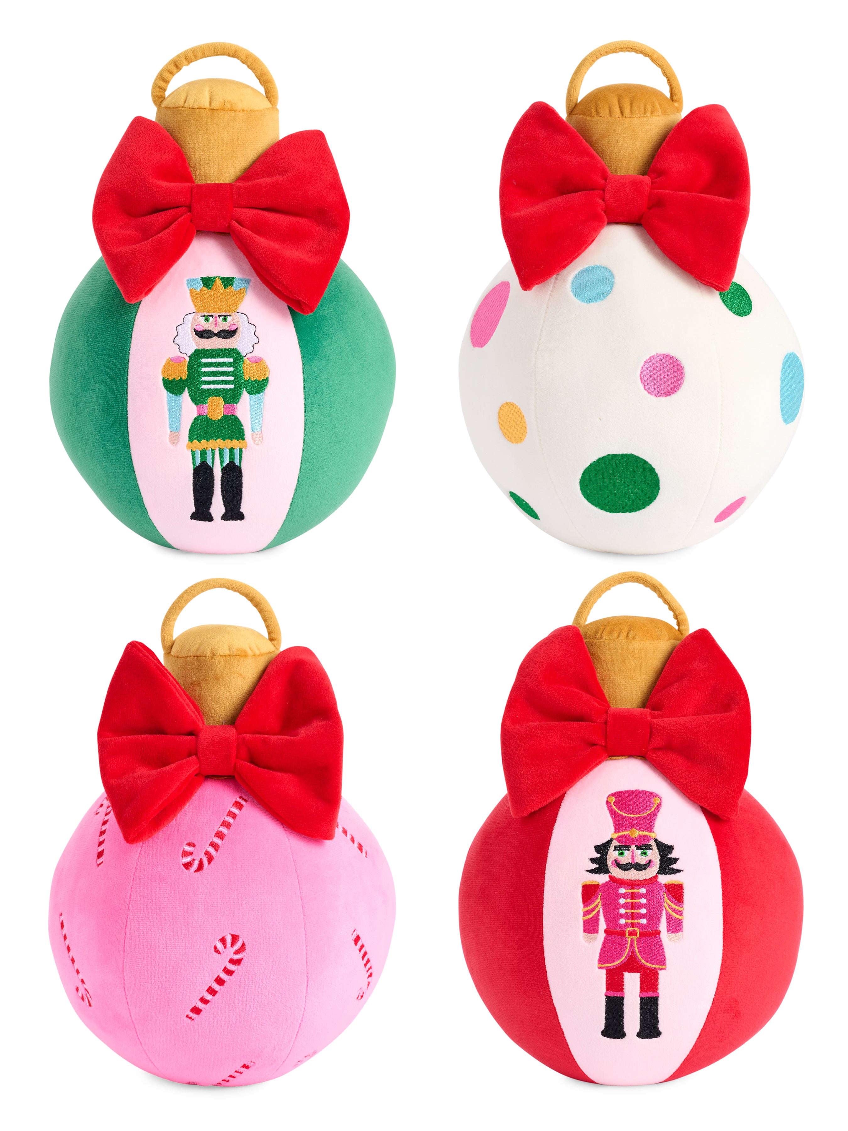 Shiraleah Assorted Set of 4 Holiday Small Bauble Pillows, Multi