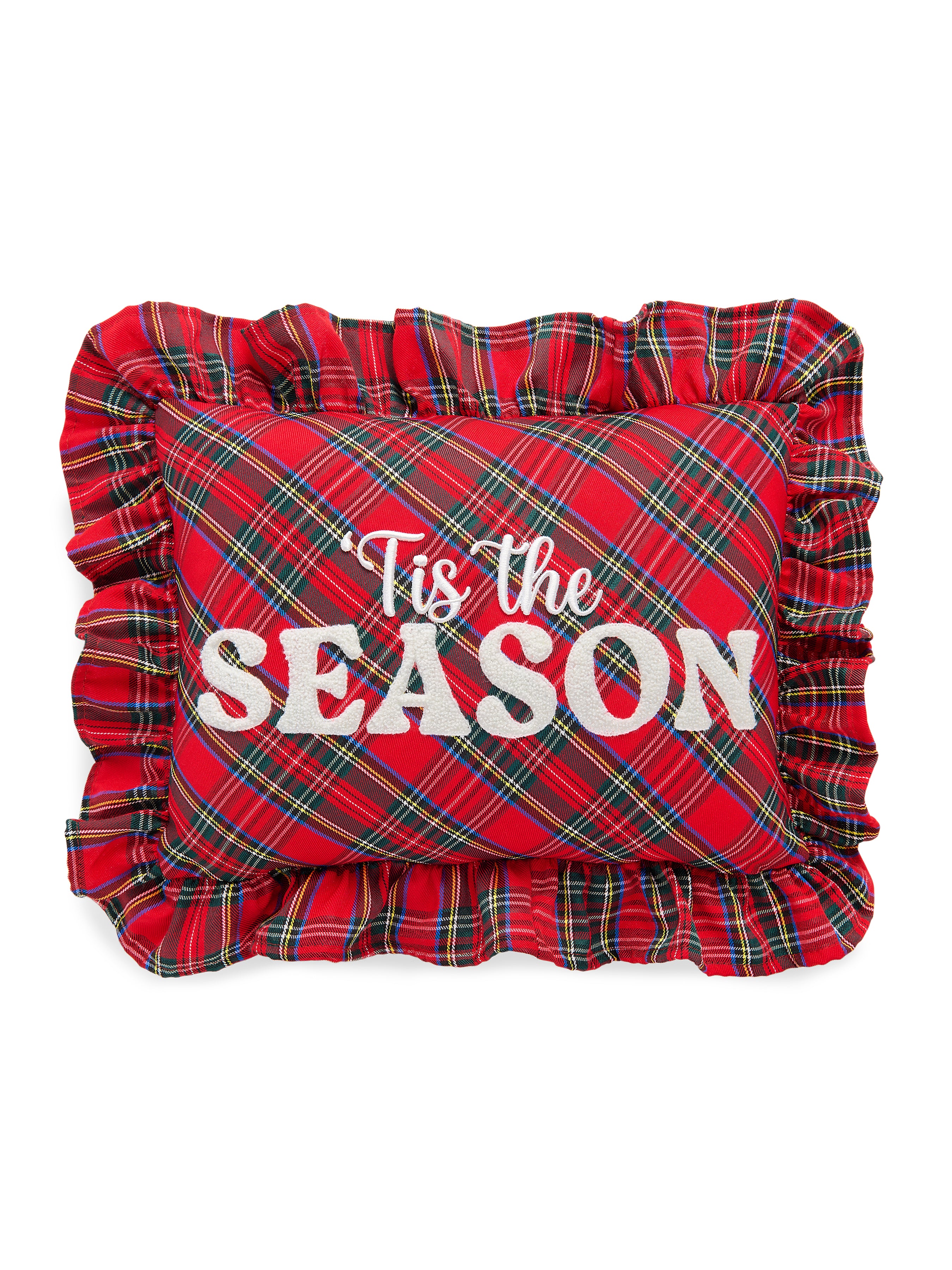 Shiraleah "Tis The Season" Plaid Pillow, Red