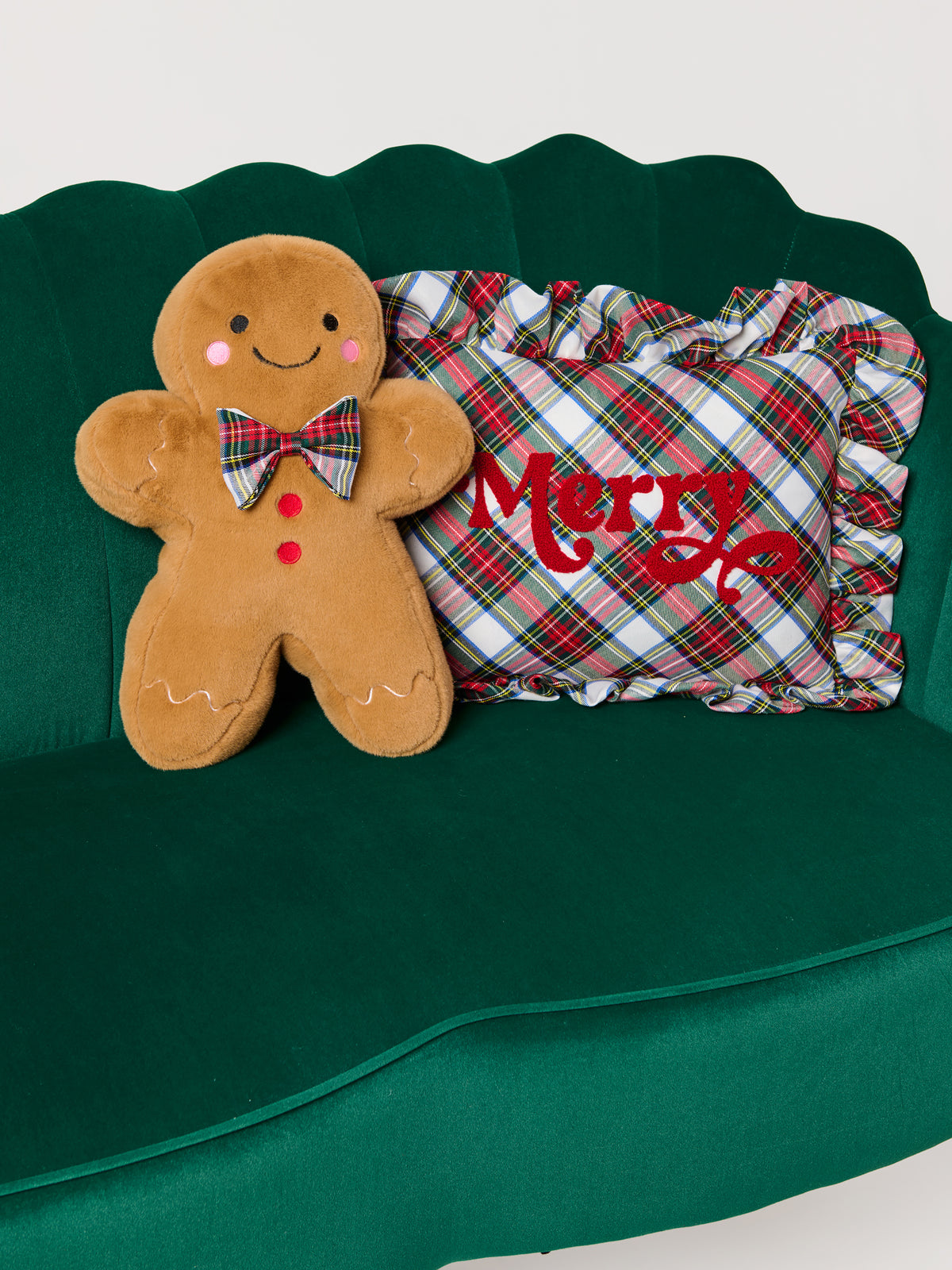 Shiraleah "Merry" Plaid Pillow, Ivory