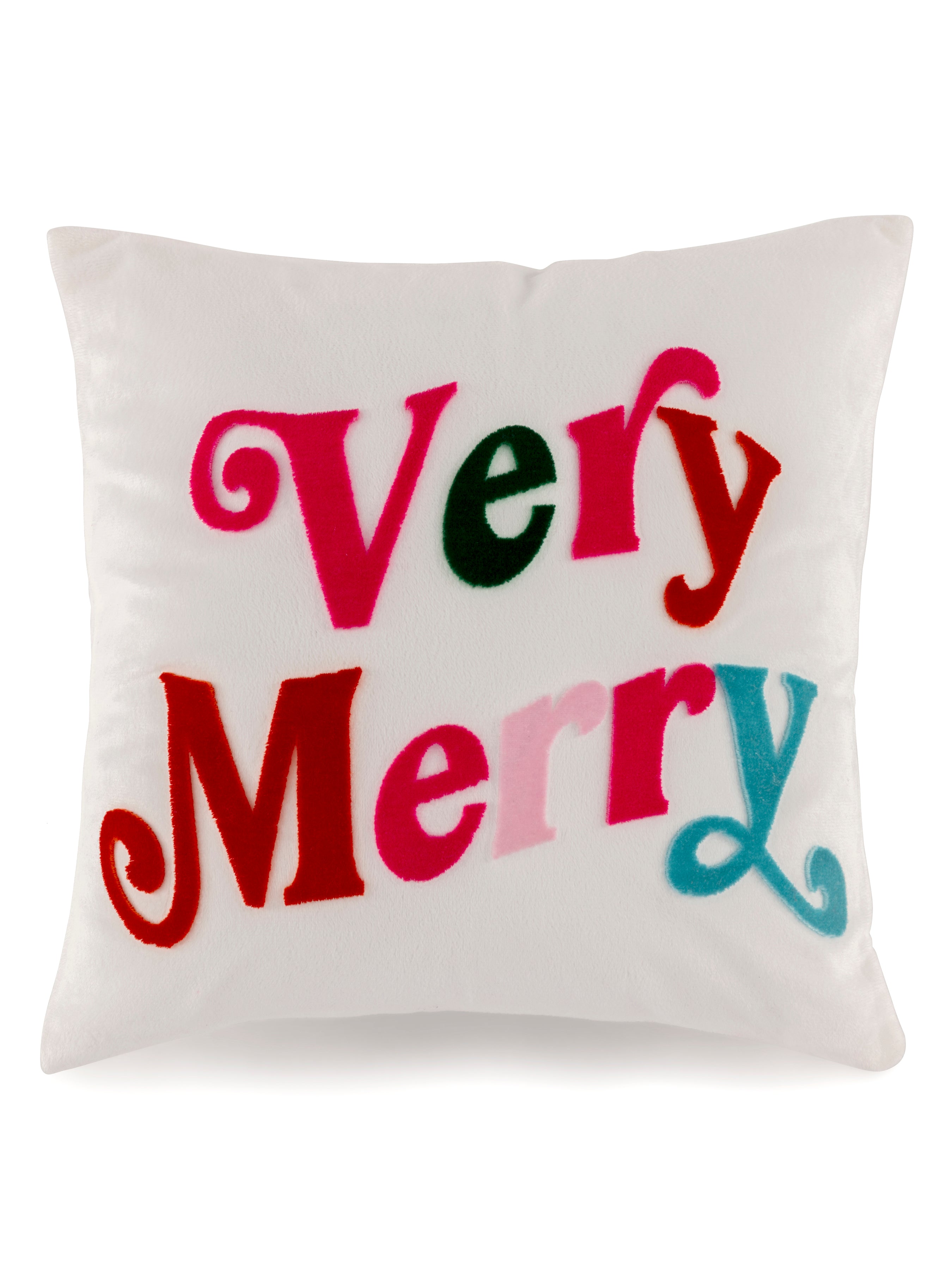 Shiraleah "Very Merry" Velvet Pillow, Ivory - FINAL SALE ONLY