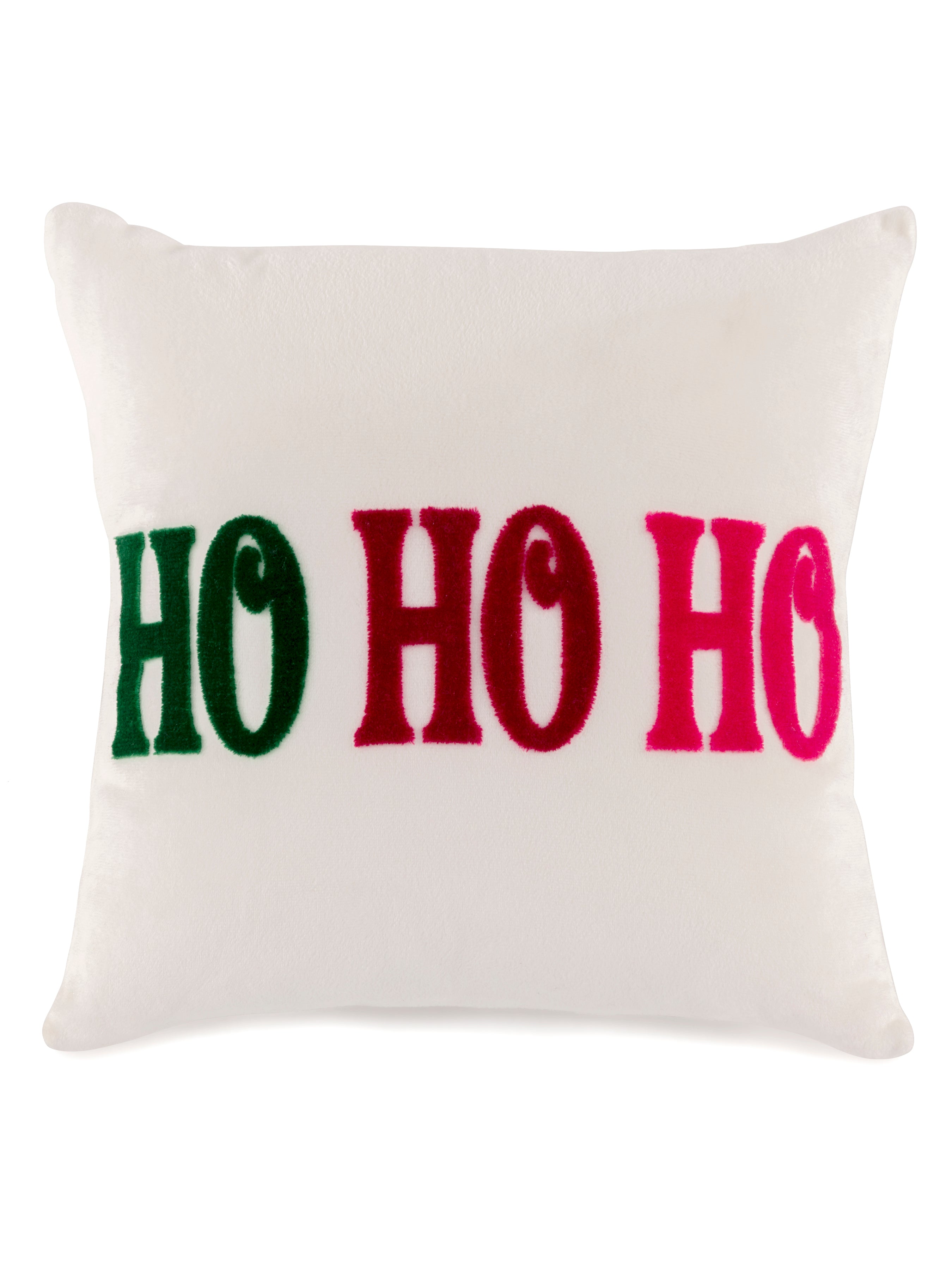 Shiraleah "Ho Ho Ho" Velvet Pillow, Ivory - FINAL SALE ONLY