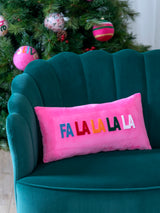 Shiraleah "Fa La La La La" Pillow, Pink