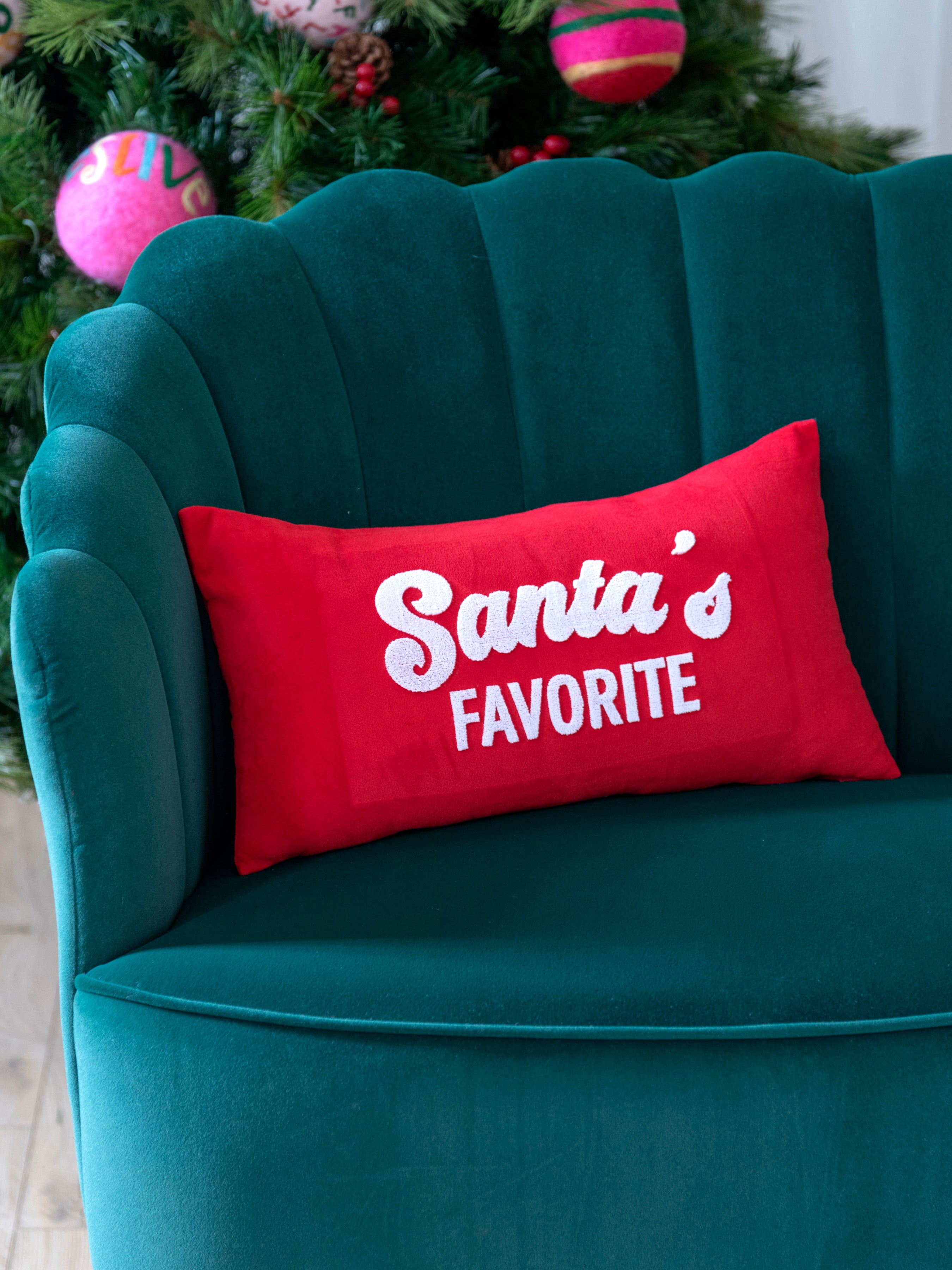 Shiraleah "Santa's Favorite" Pillow, Red - FINAL SALE ONLY