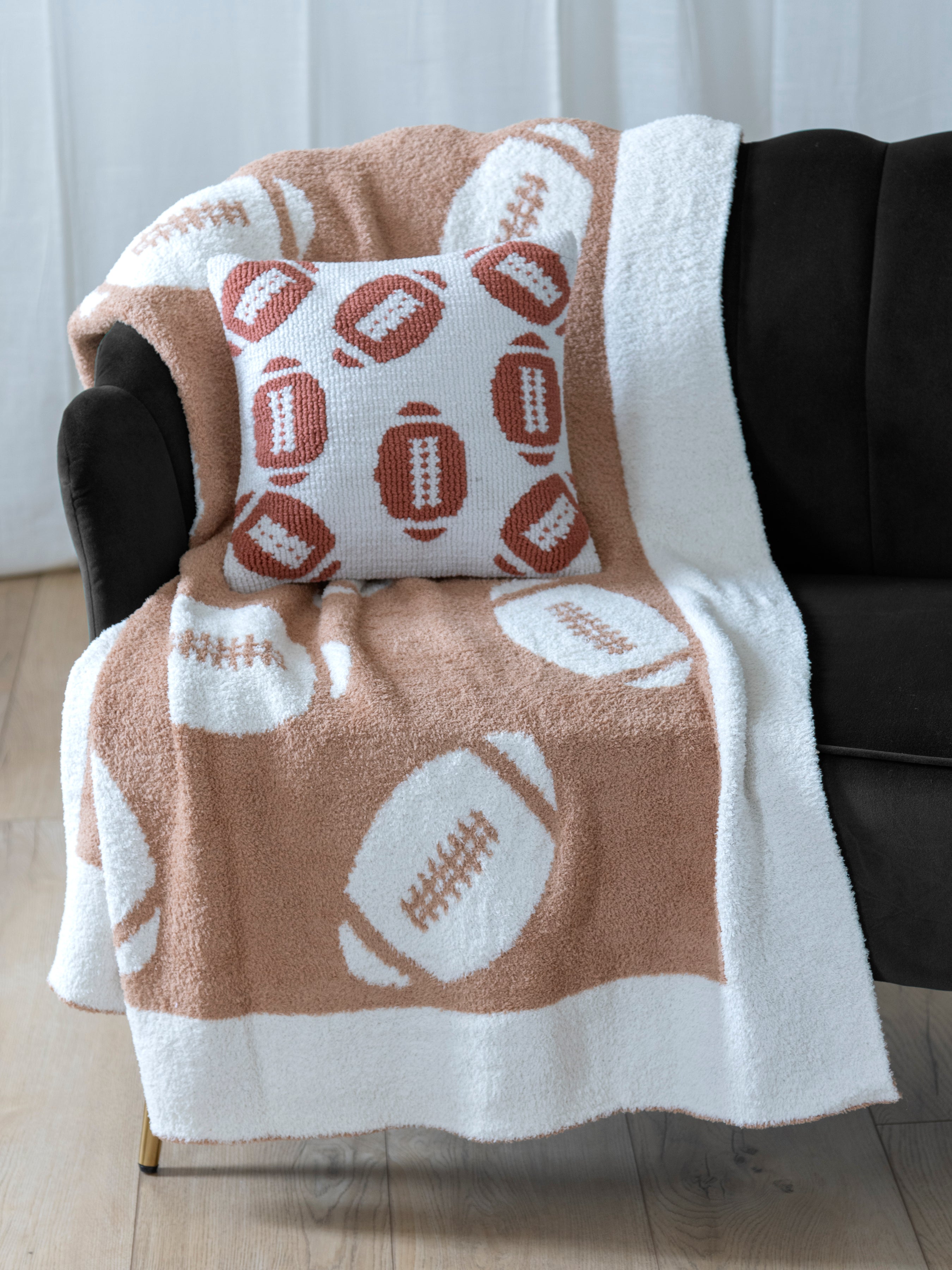 Shiraleah Game Day Reversible Throw, Tan - FINAL SALE ONLY