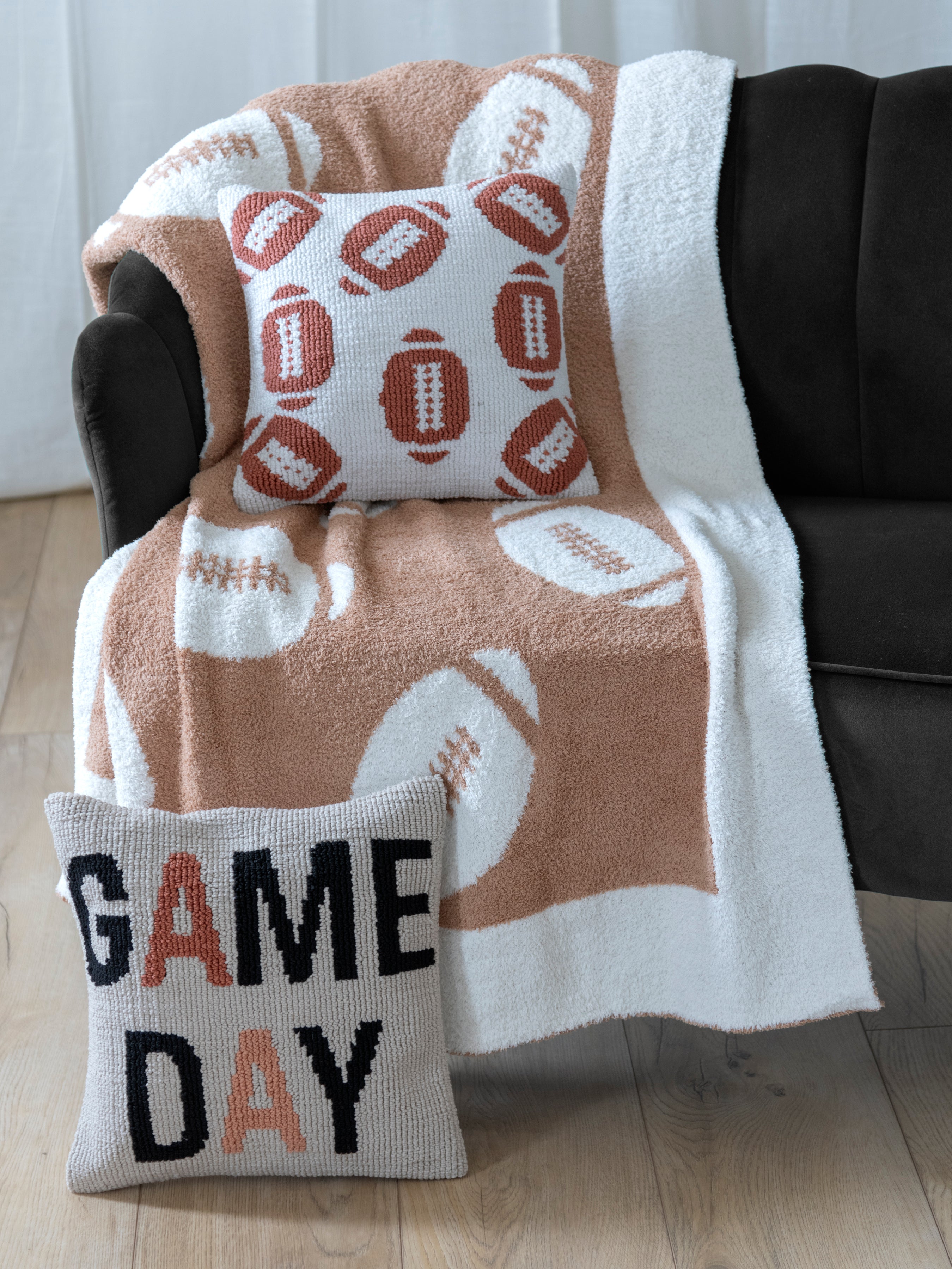 Shiraleah Game Day Reversible Throw, Tan - FINAL SALE ONLY