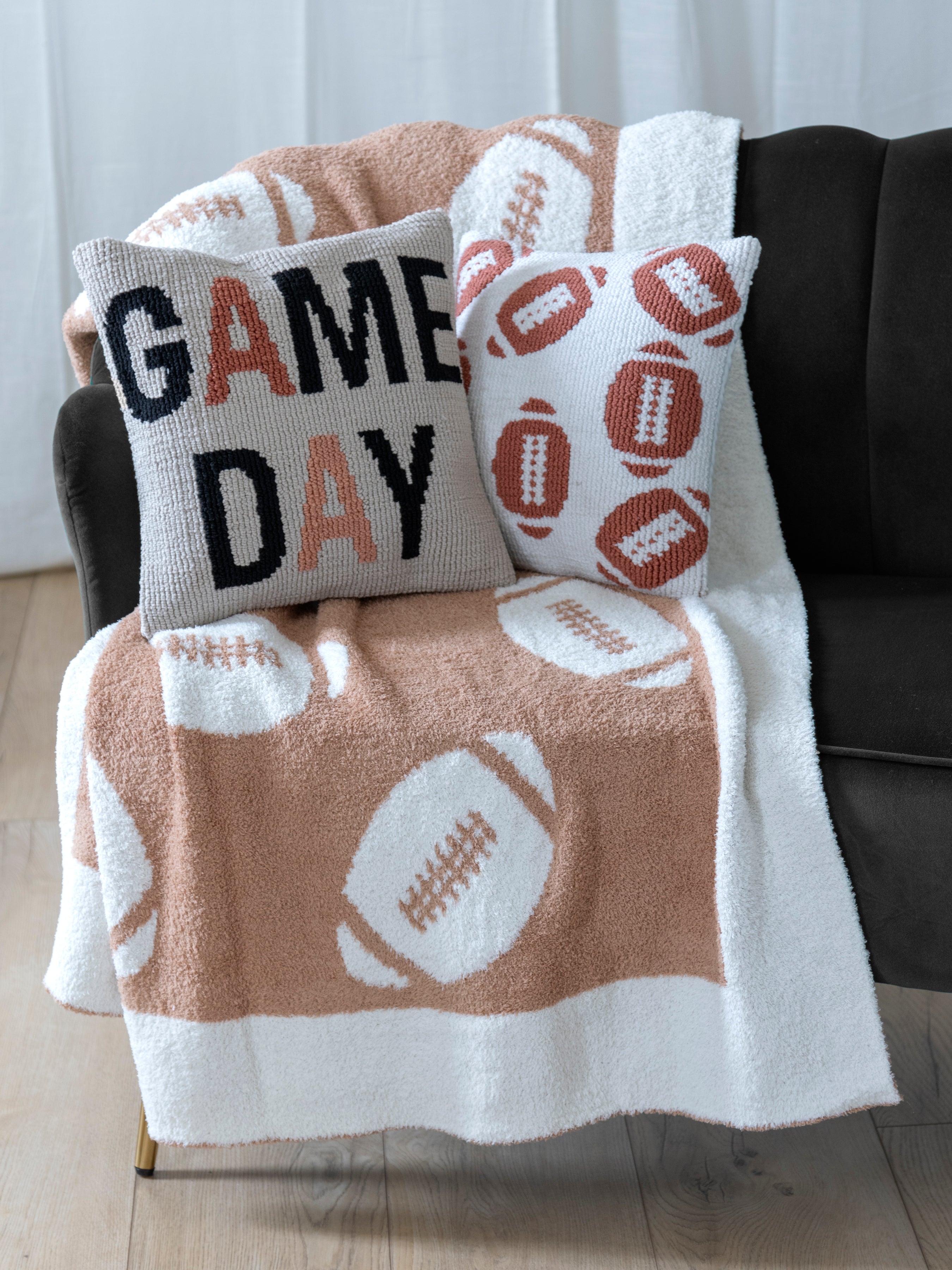 Shiraleah Game Day Reversible Throw, Tan - FINAL SALE ONLY