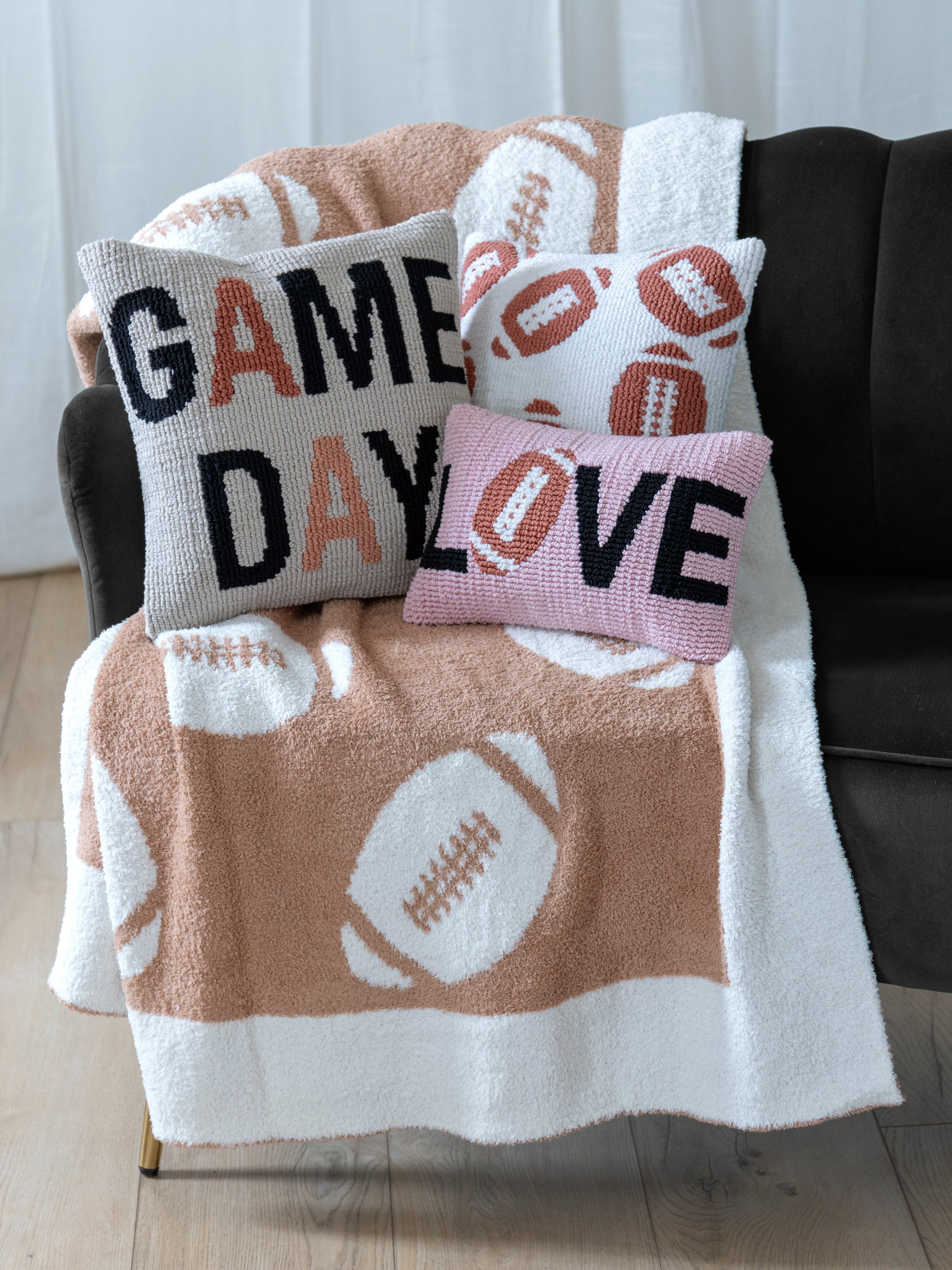 Shiraleah Game Day Reversible Throw, Tan - FINAL SALE ONLY