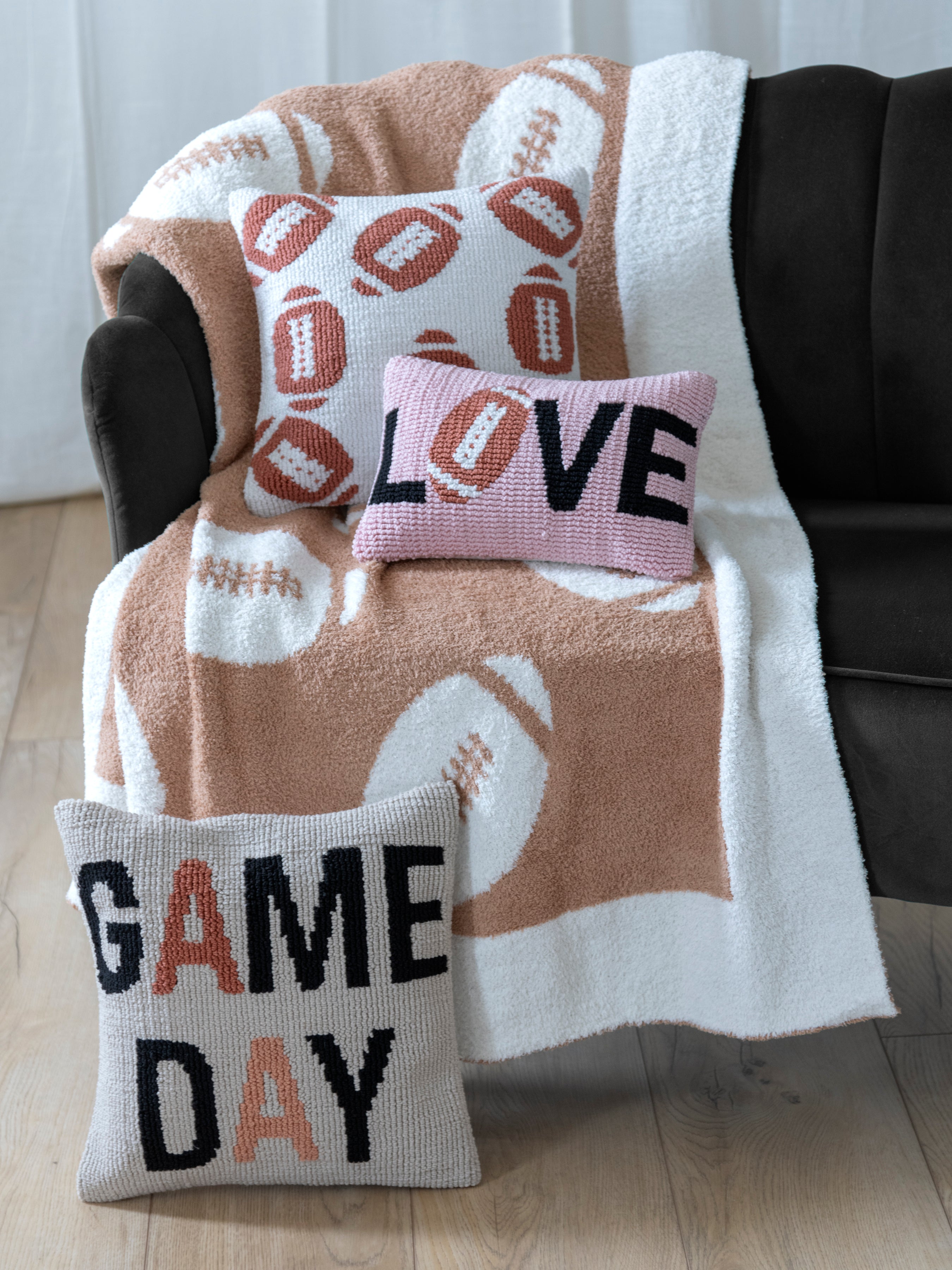 Shiraleah Game Day Reversible Throw, Tan - FINAL SALE ONLY