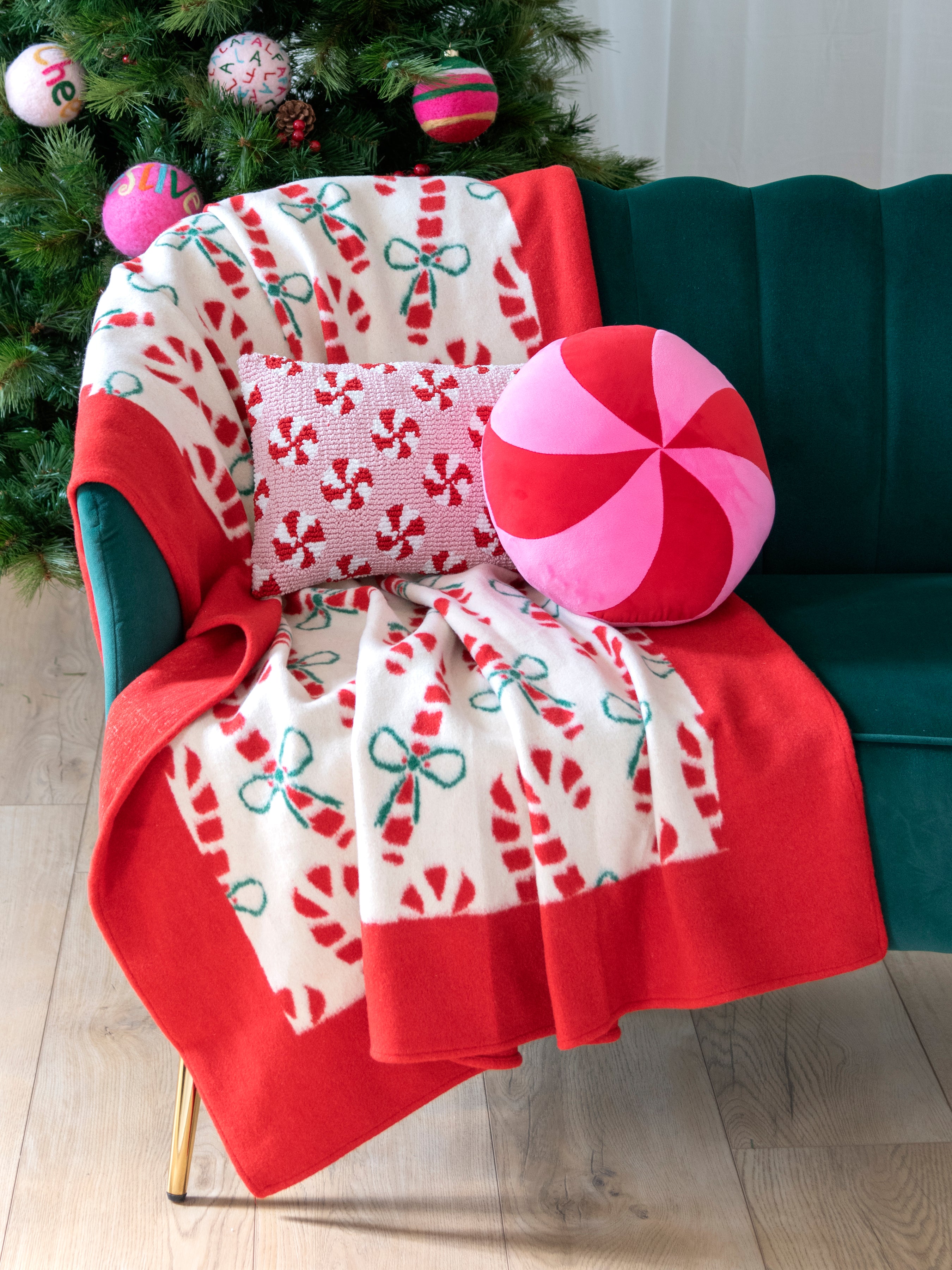 Shiraleah Peppermint Candy Pillow, Pink - FINAL SALE ONLY