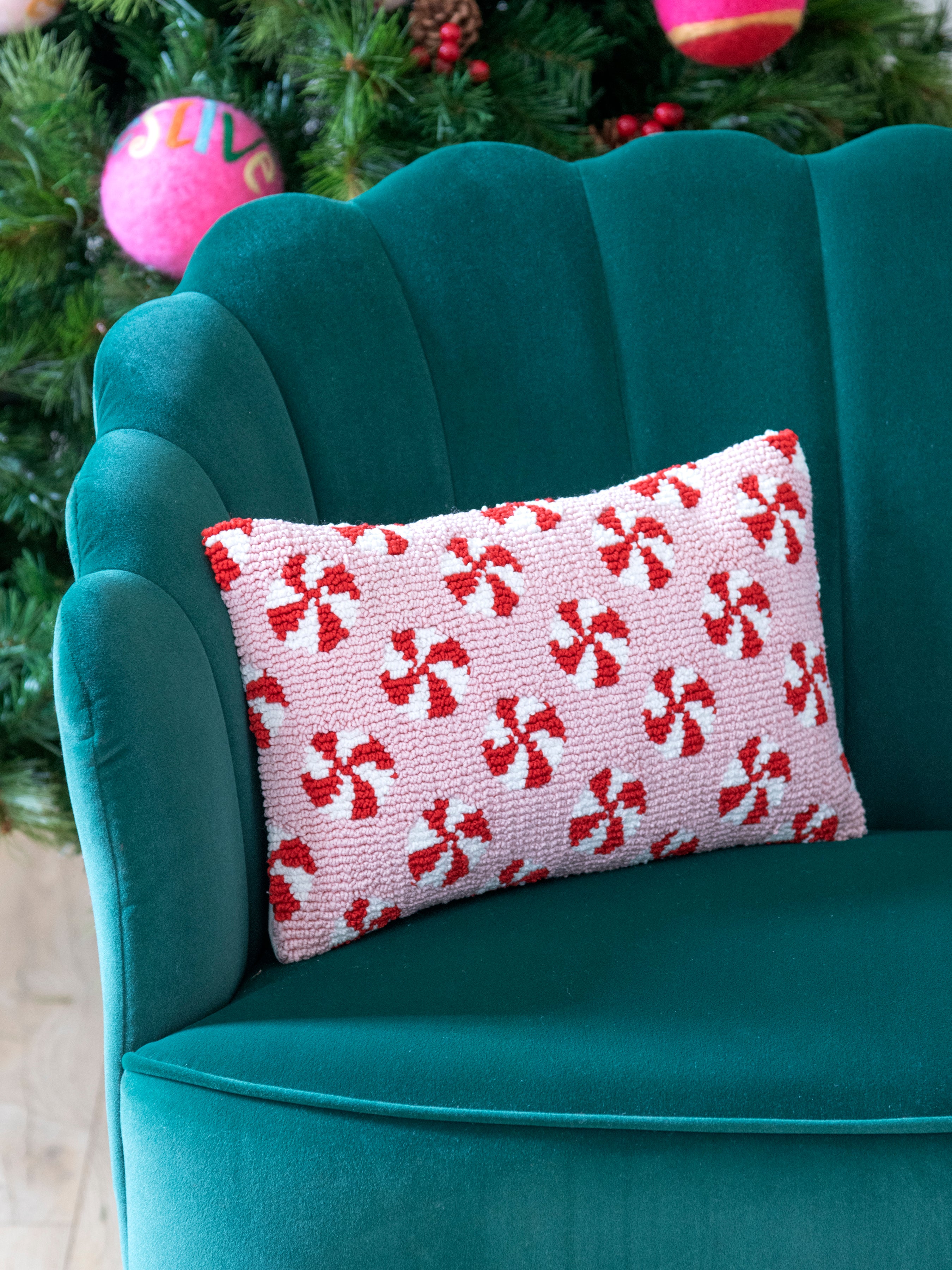 Shiraleah Peppermint Pillow, Pink - FINAL SALE ONLY