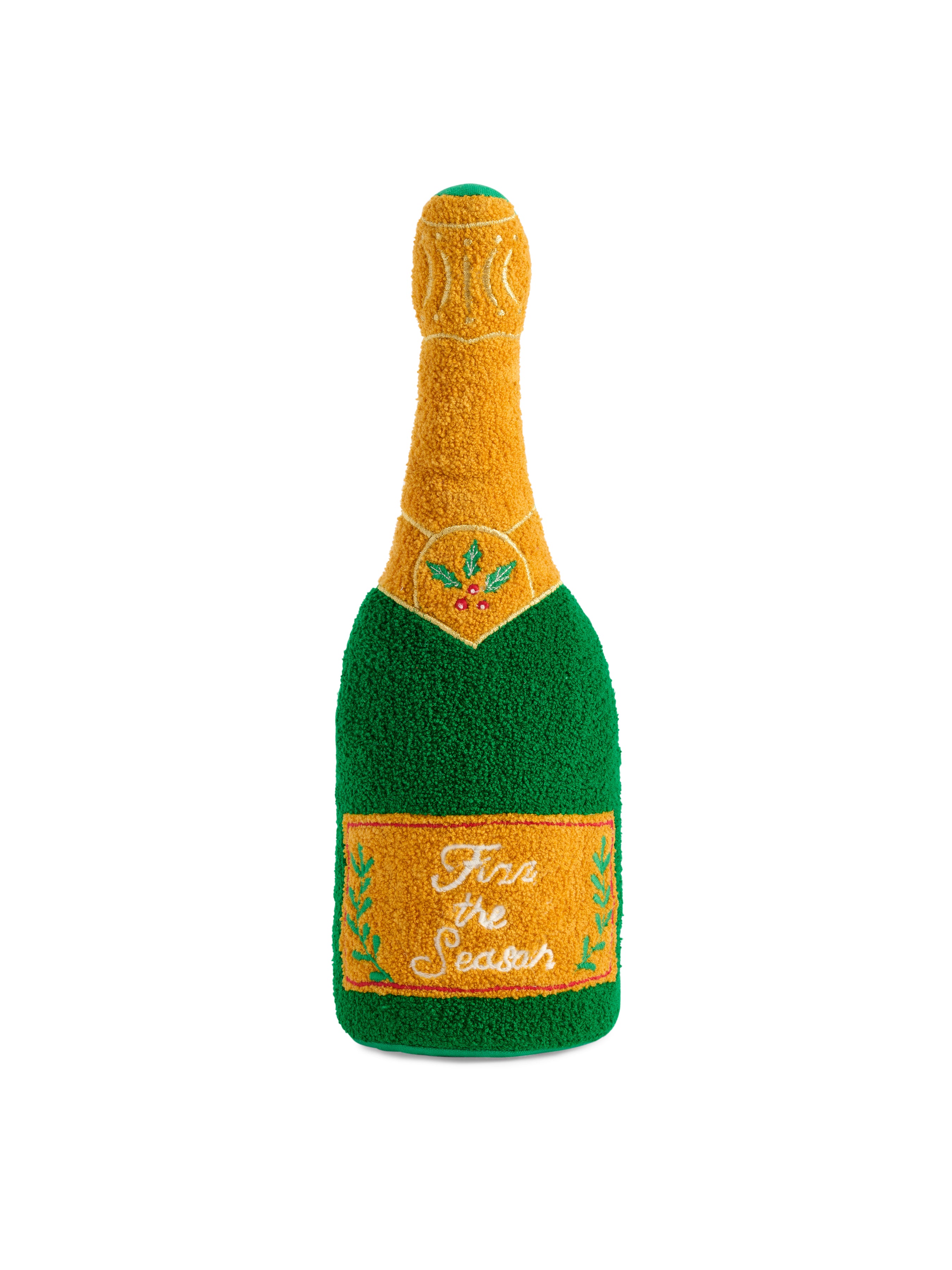 Shiraleah "Fizz The Season" Champagne Bottle Pillow, Green